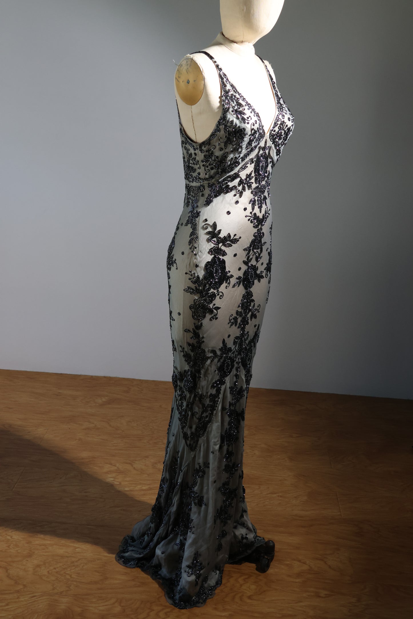 Les Habitudes Beaded Pattern Dress 126 - Silver Blue / Pink