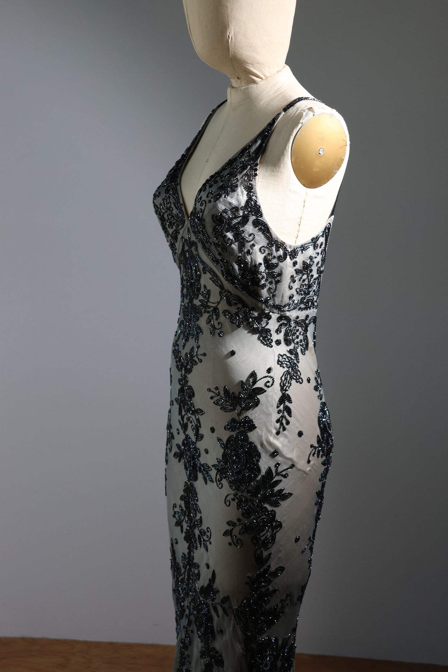 Les Habitudes Beaded Pattern Dress 126 - Silver Blue / Pink