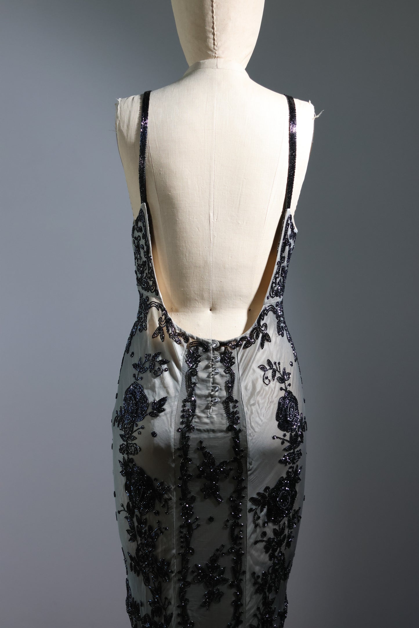 Les Habitudes Beaded Pattern Dress 126 - Silver Blue / Pink