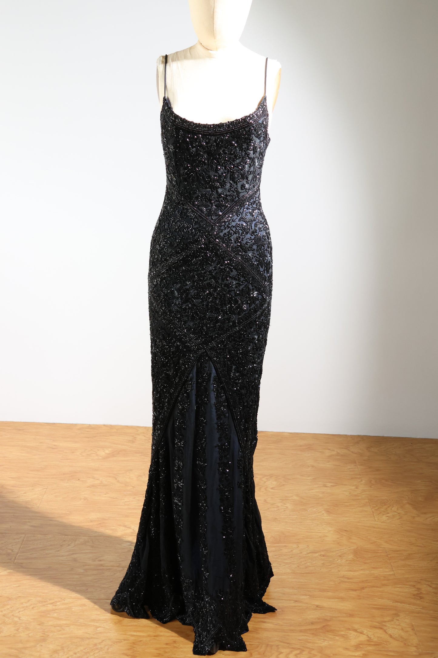 Eavis & Brown Striped Beaded Long Dress 99 - Black / Navy