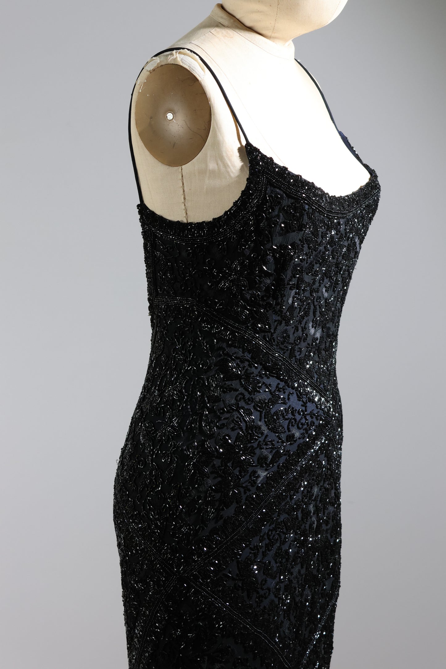 Eavis & Brown Striped Beaded Long Dress 99 - Black / Navy