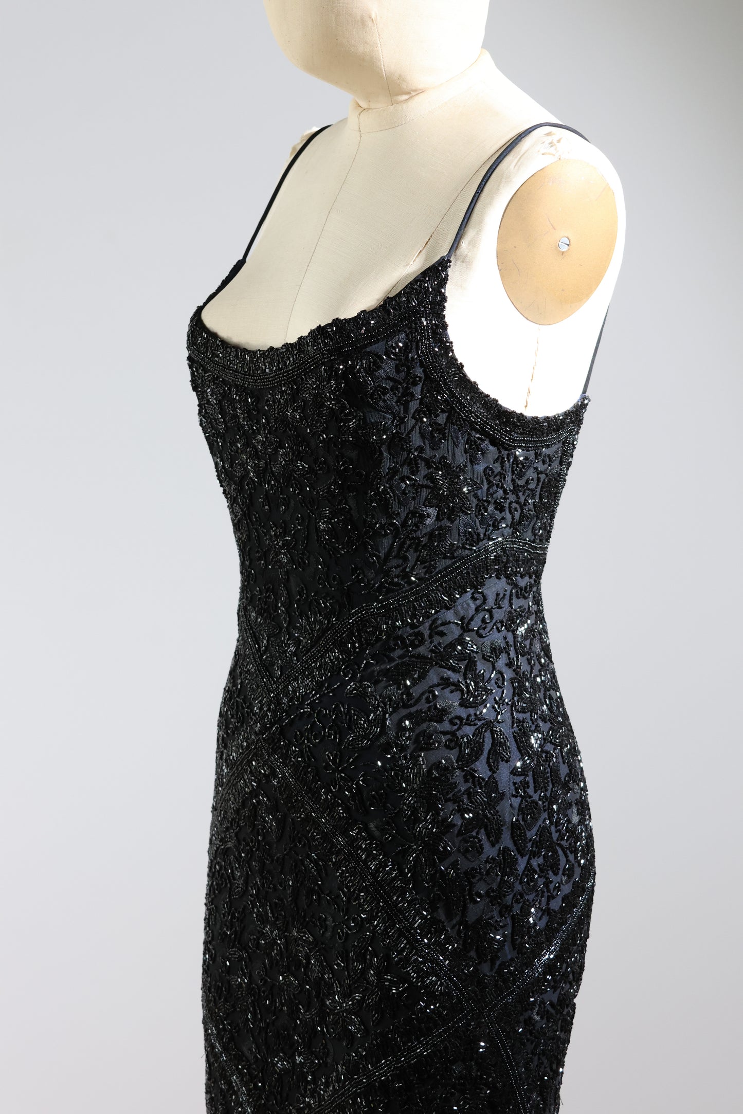 Eavis & Brown Striped Beaded Long Dress 99 - Black / Navy