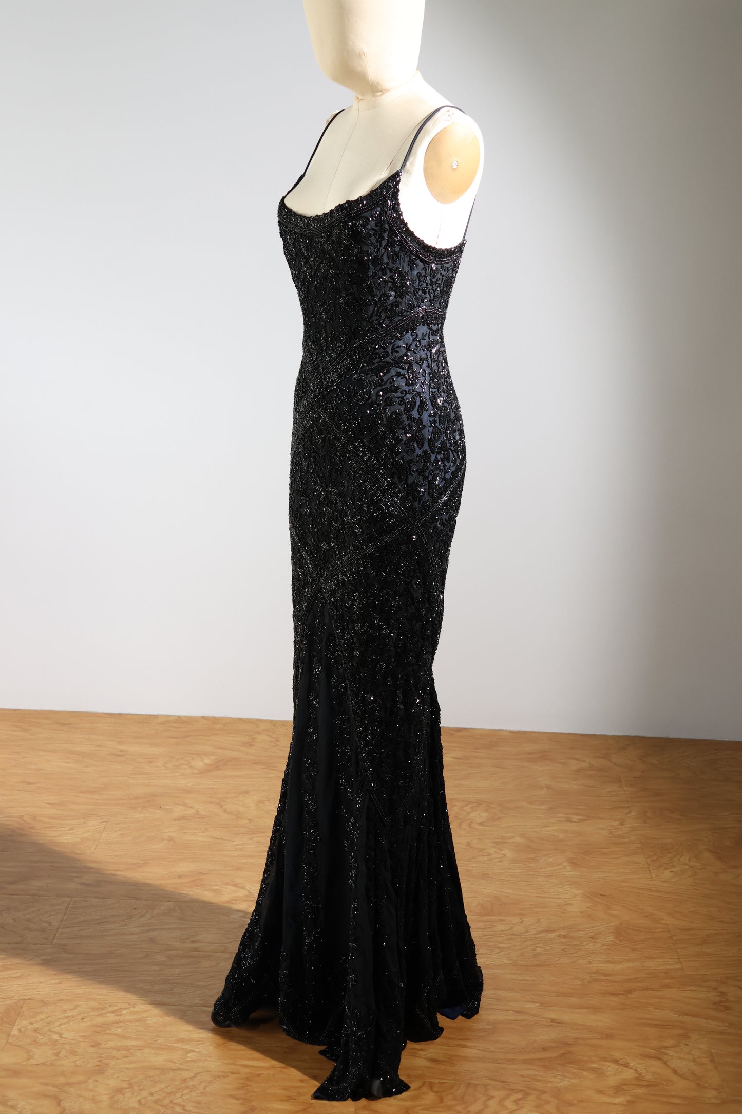 Eavis & Brown Striped Beaded Long Dress 99 - Black / Navy
