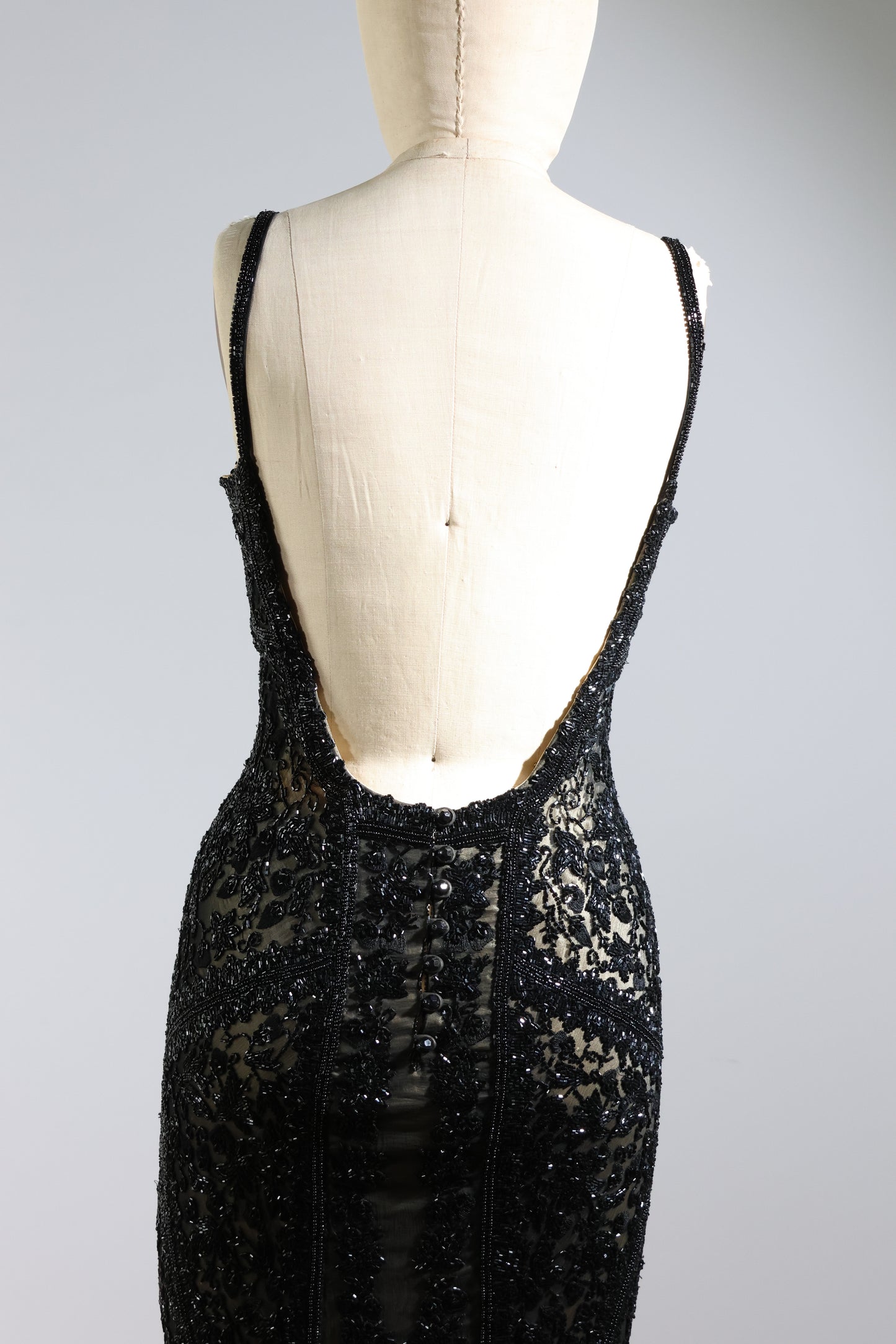 Eavis & Brown Striped Beaded Long Dress 99 - Black / Light Gold