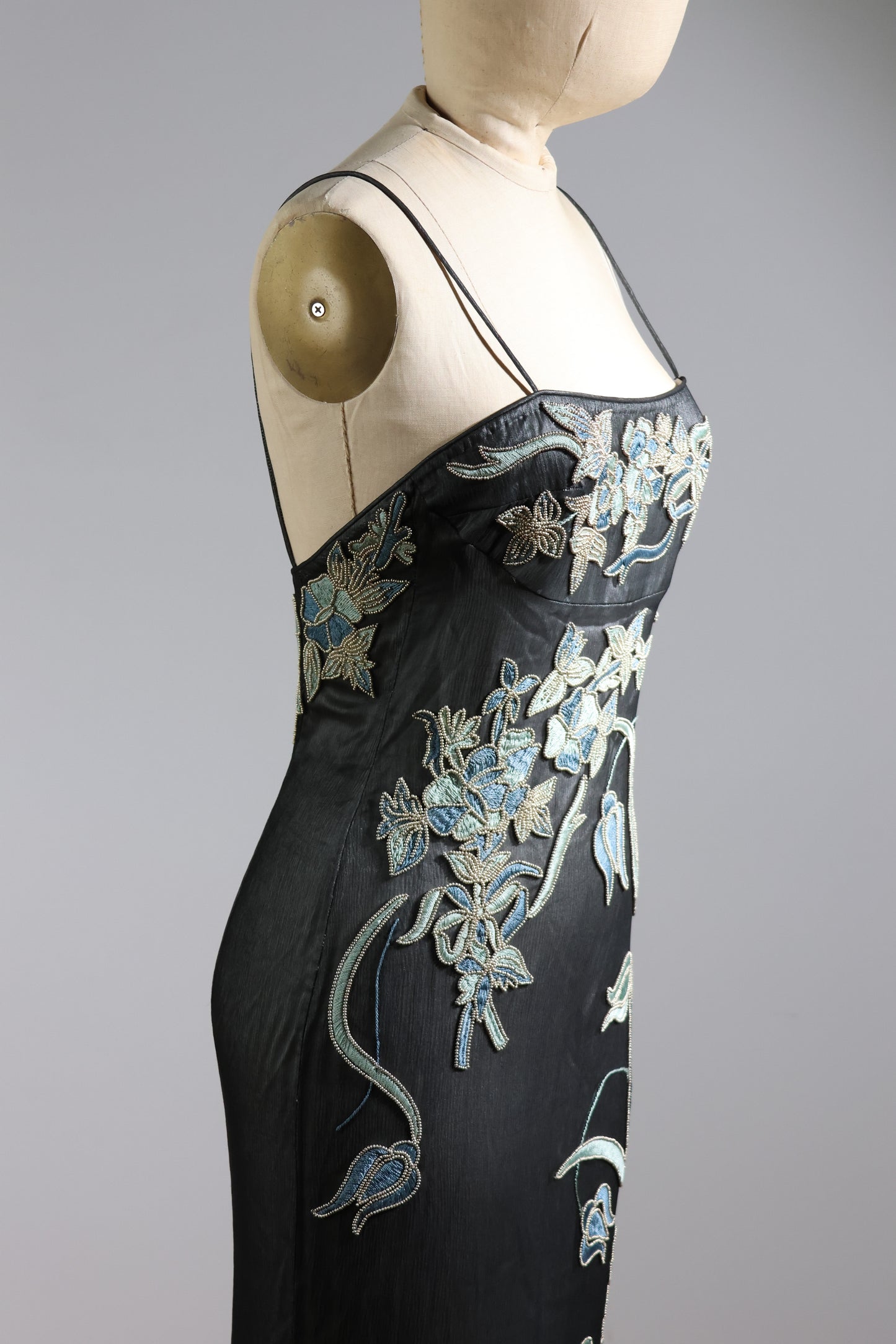 Eavis & Brown Beaded Dress 97 - Black / Blue Embroidered