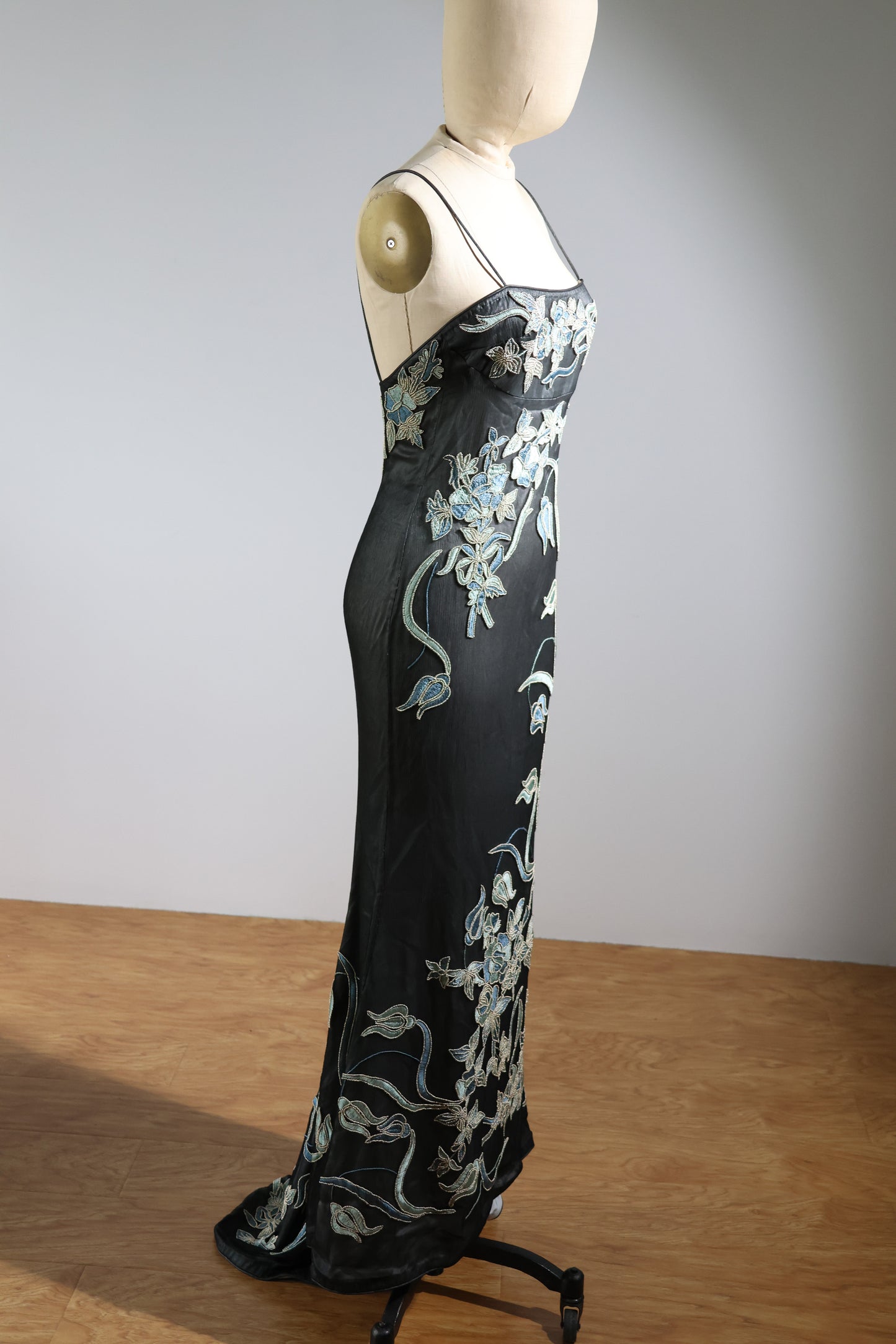 Eavis & Brown Beaded Dress 97 - Black / Blue Embroidered