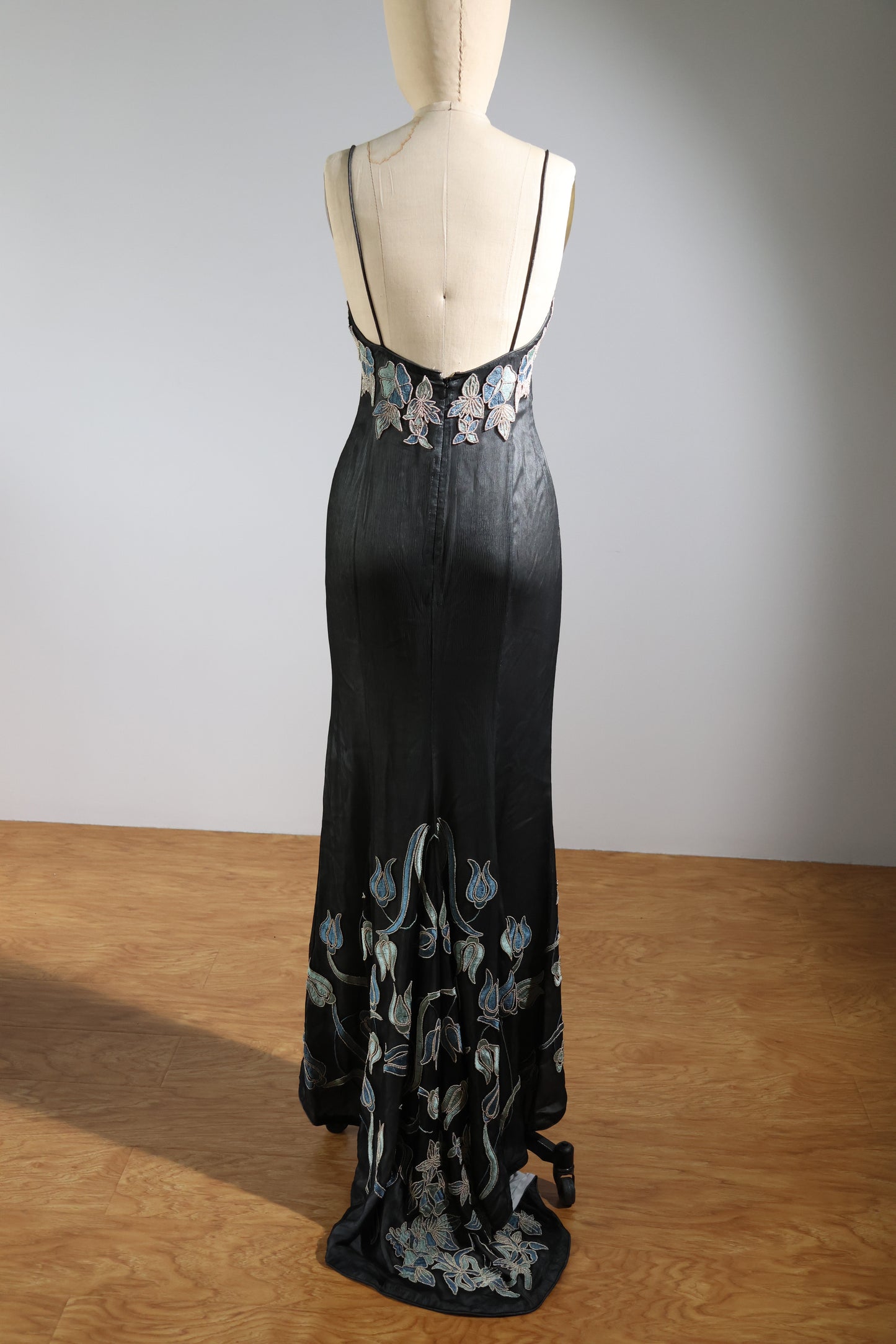 Eavis & Brown Beaded Dress 97 - Black / Blue Embroidered
