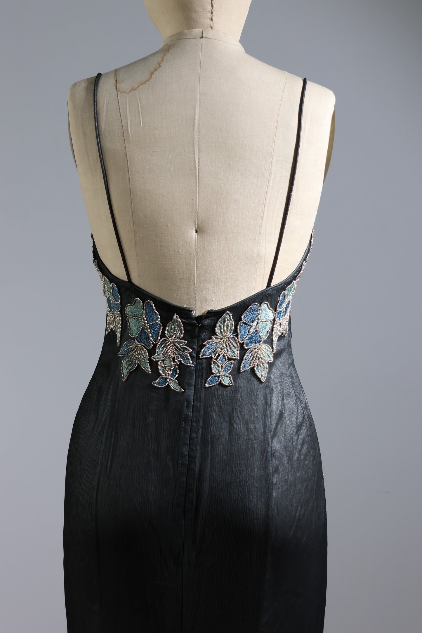 Eavis & Brown Beaded Dress 97 - Black / Blue Embroidered