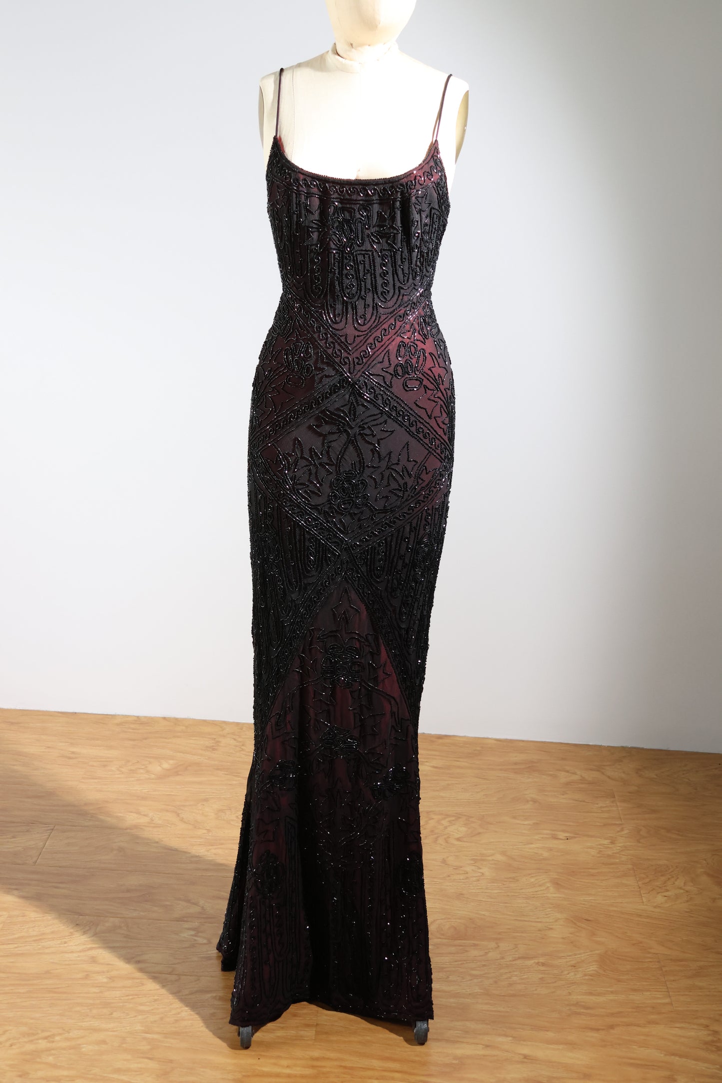 Eavis & Brown Trellis Long Dress 71 - Black / Burgundy