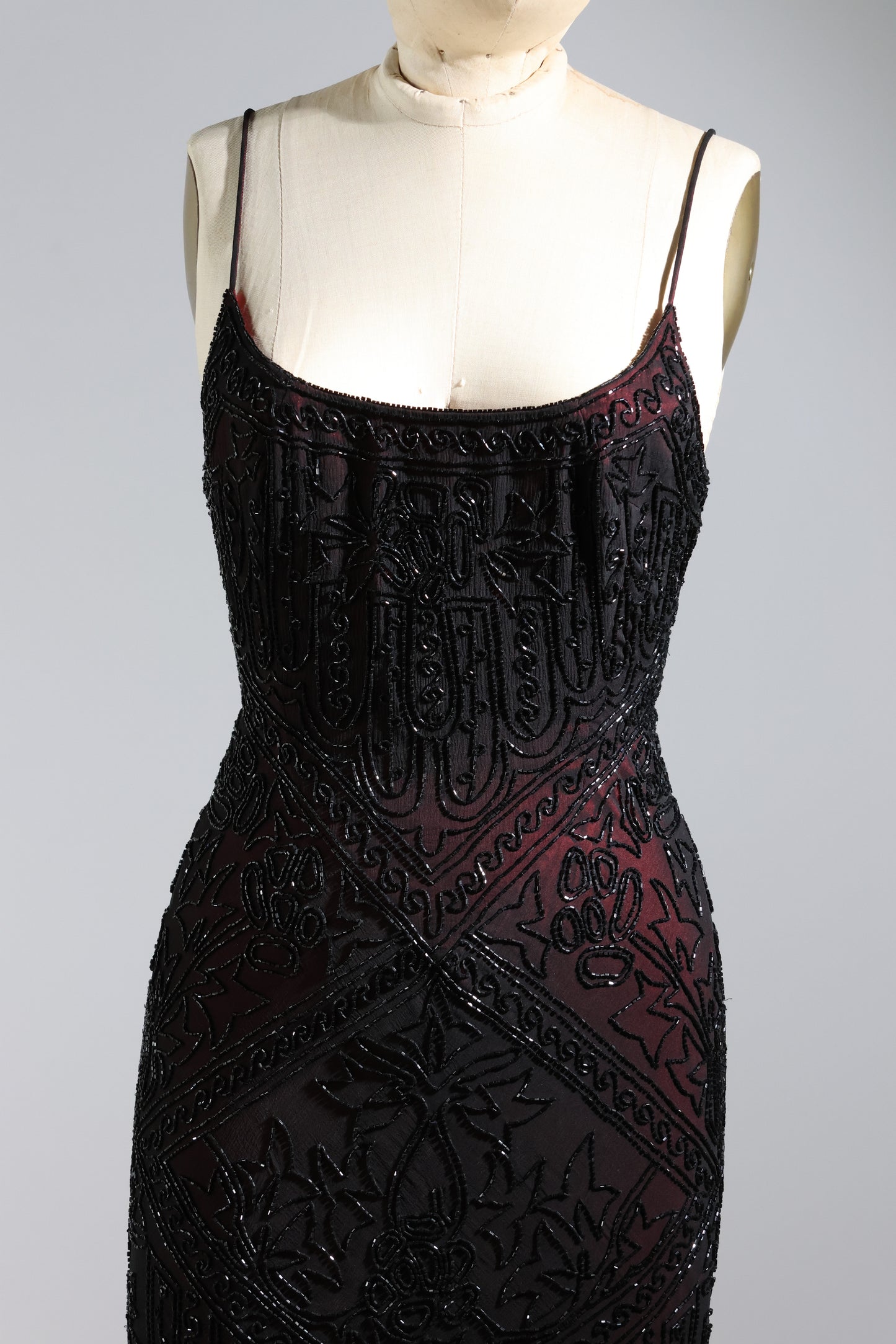 Eavis & Brown Trellis Long Dress 71 - Black / Burgundy