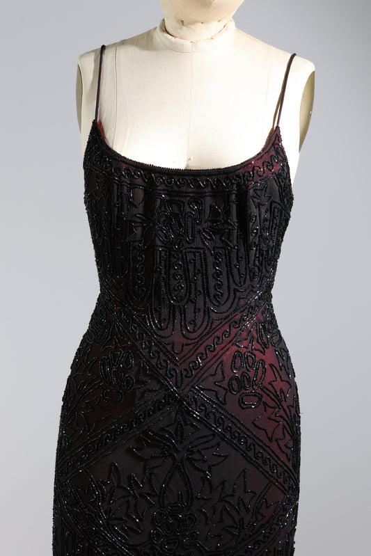 Eavis & Brown Trellis Long Dress 71 - Black / Burgundy