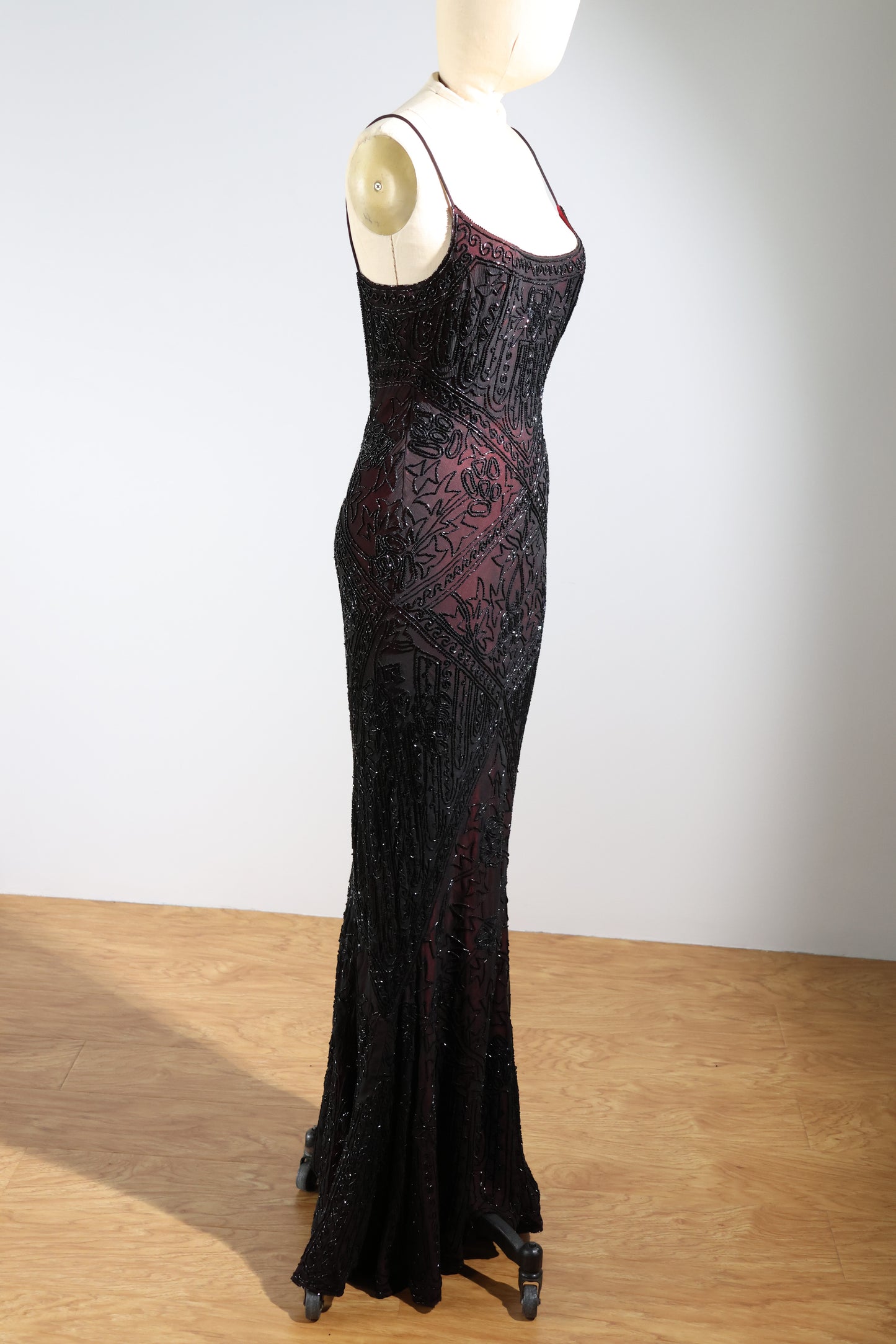 Eavis & Brown Trellis Long Dress 71 - Black / Burgundy