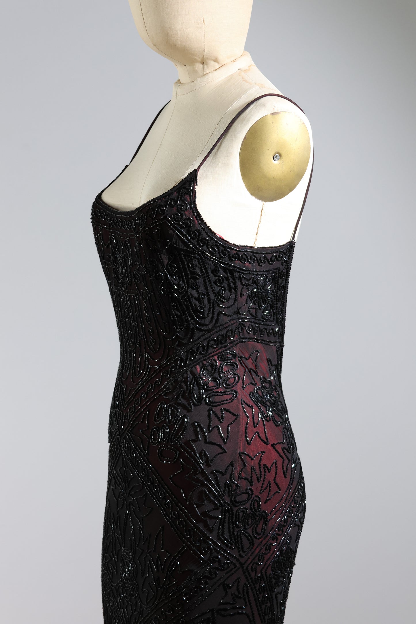 Eavis & Brown Trellis Long Dress 71 - Black / Burgundy