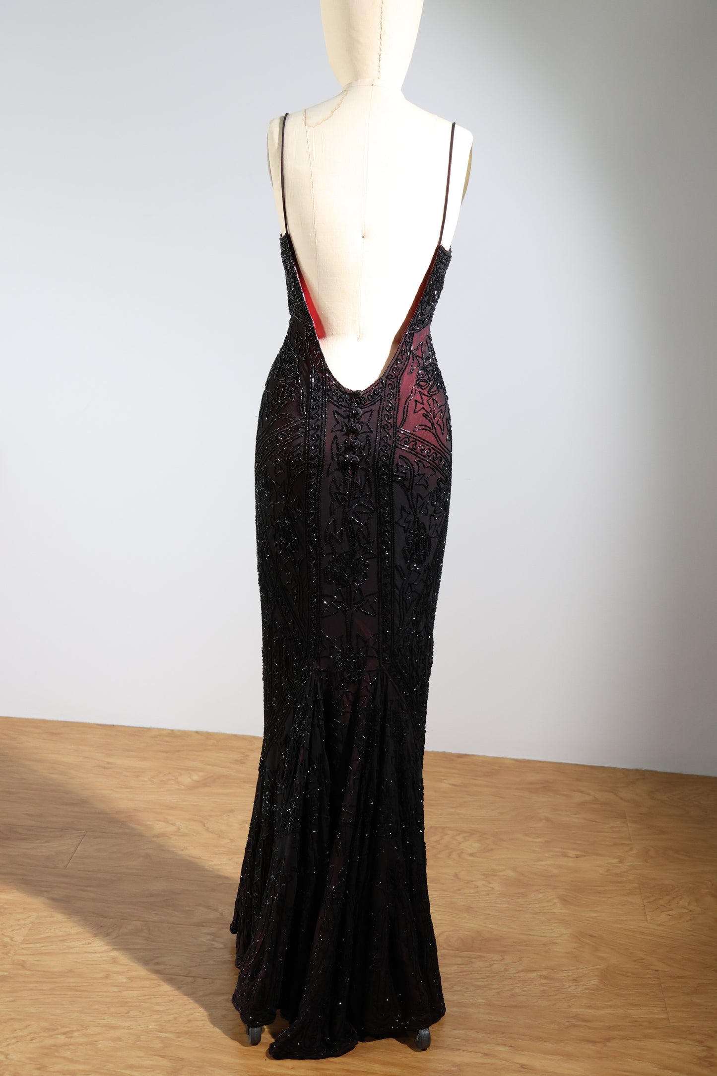 Eavis & Brown Trellis Long Dress 71 - Black / Burgundy