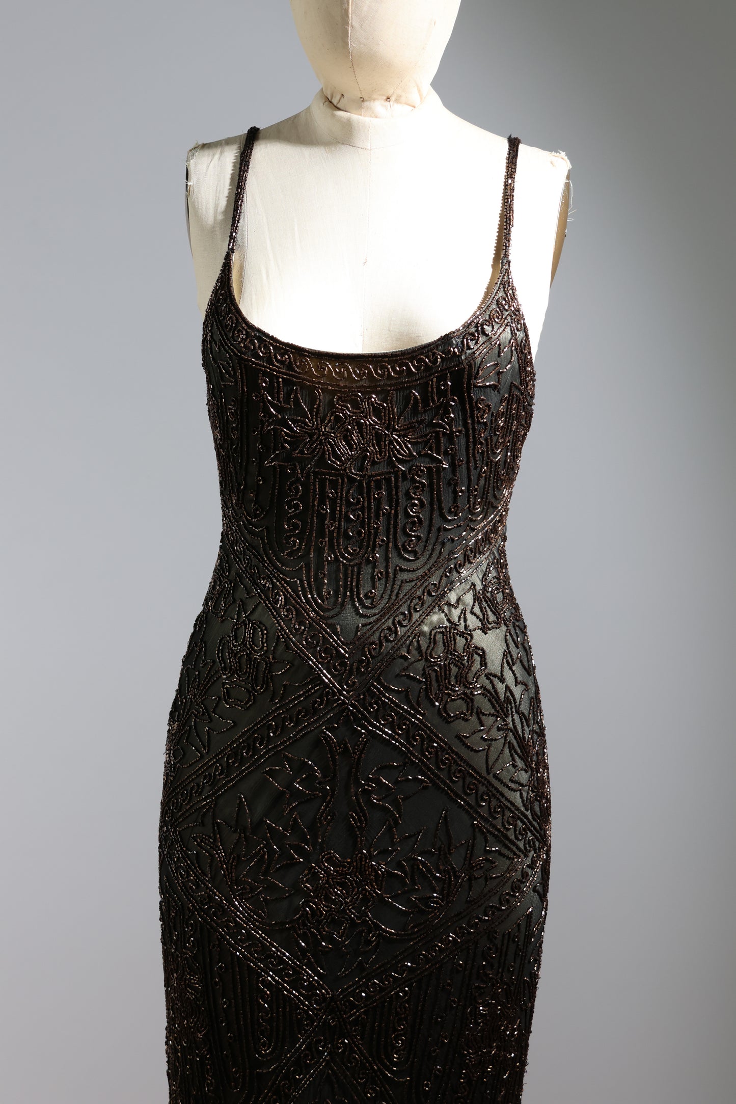 Eavis & Brown Trellis Long Dress 71 - Black / Bronze / Gold