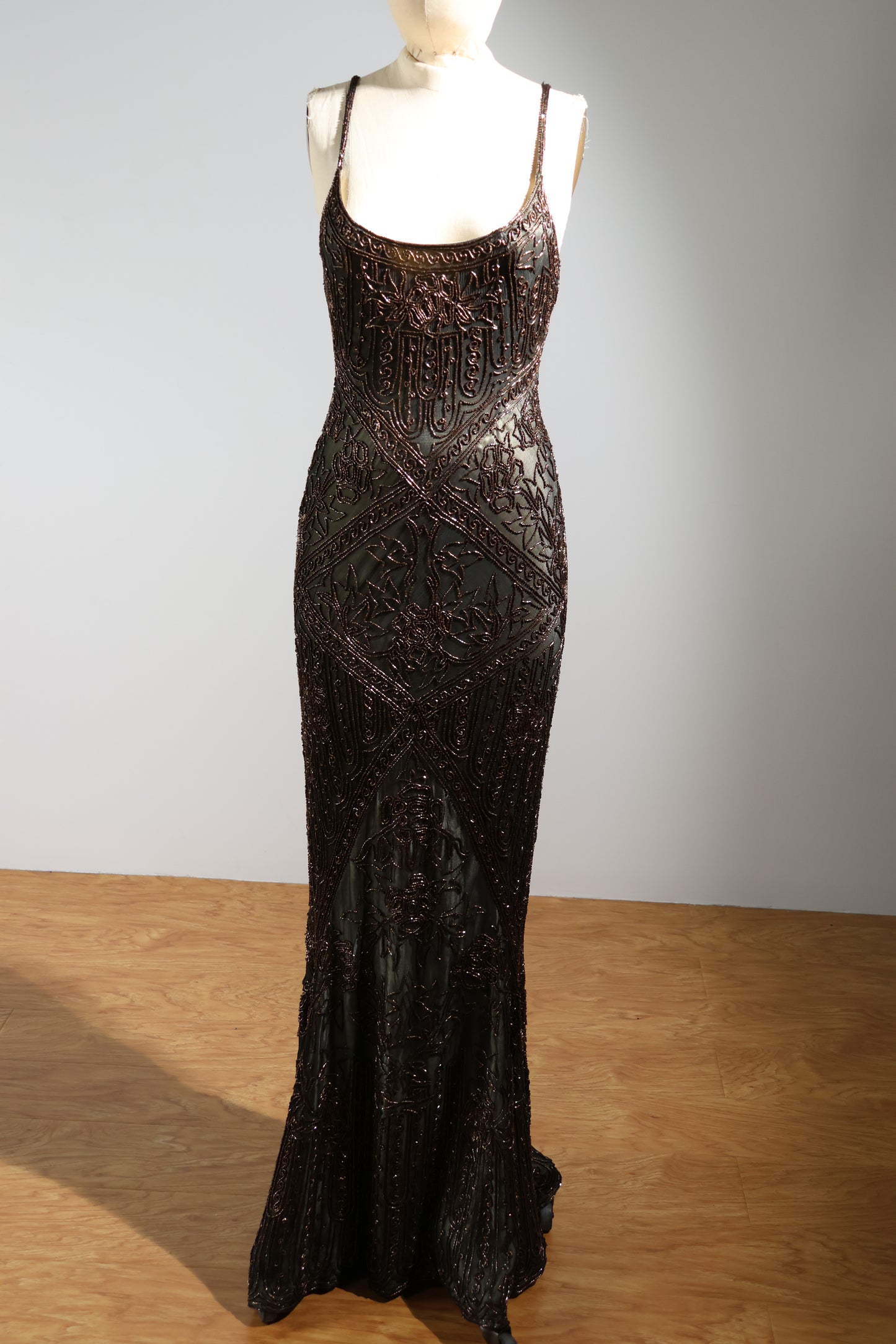 Eavis & Brown Trellis Long Dress 71 - Black / Bronze / Gold