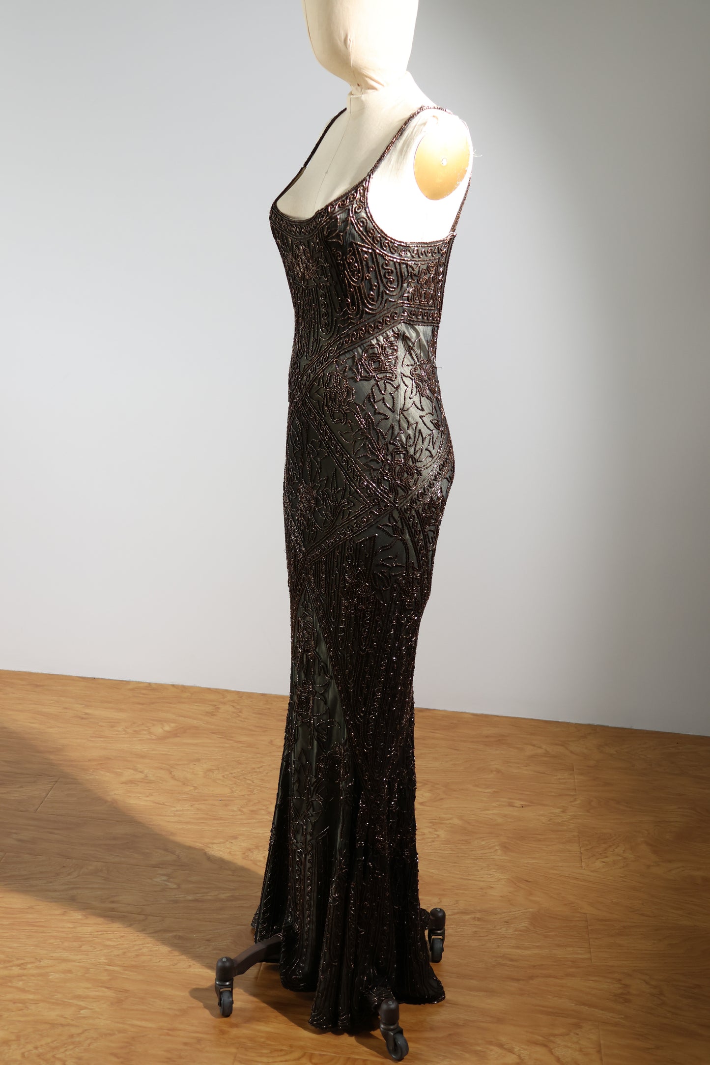 Eavis & Brown Trellis Long Dress 71 - Black / Bronze / Gold