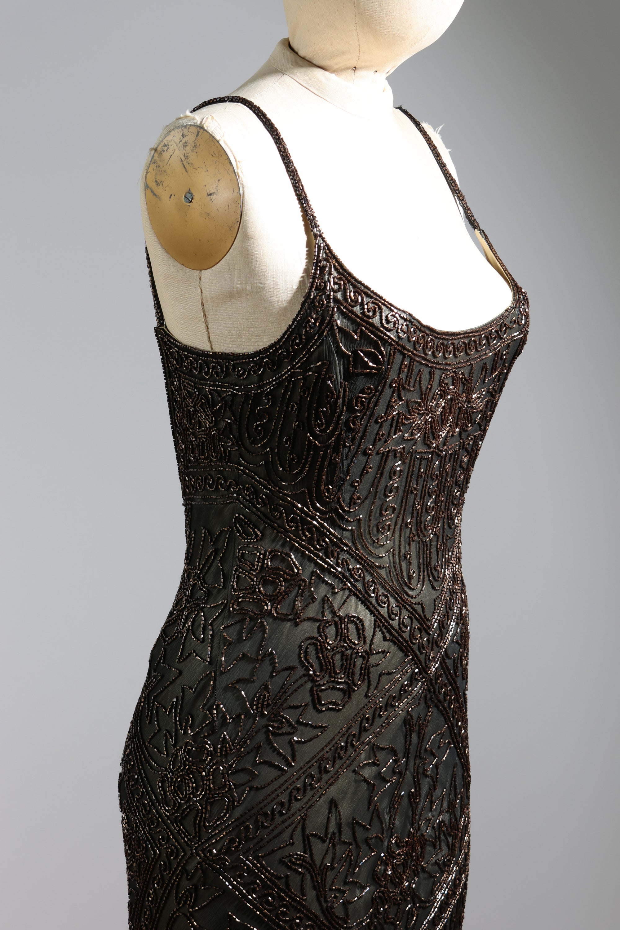 LES HABITUDES Trellis Long Dress 71 — Black / Bronze / Gold