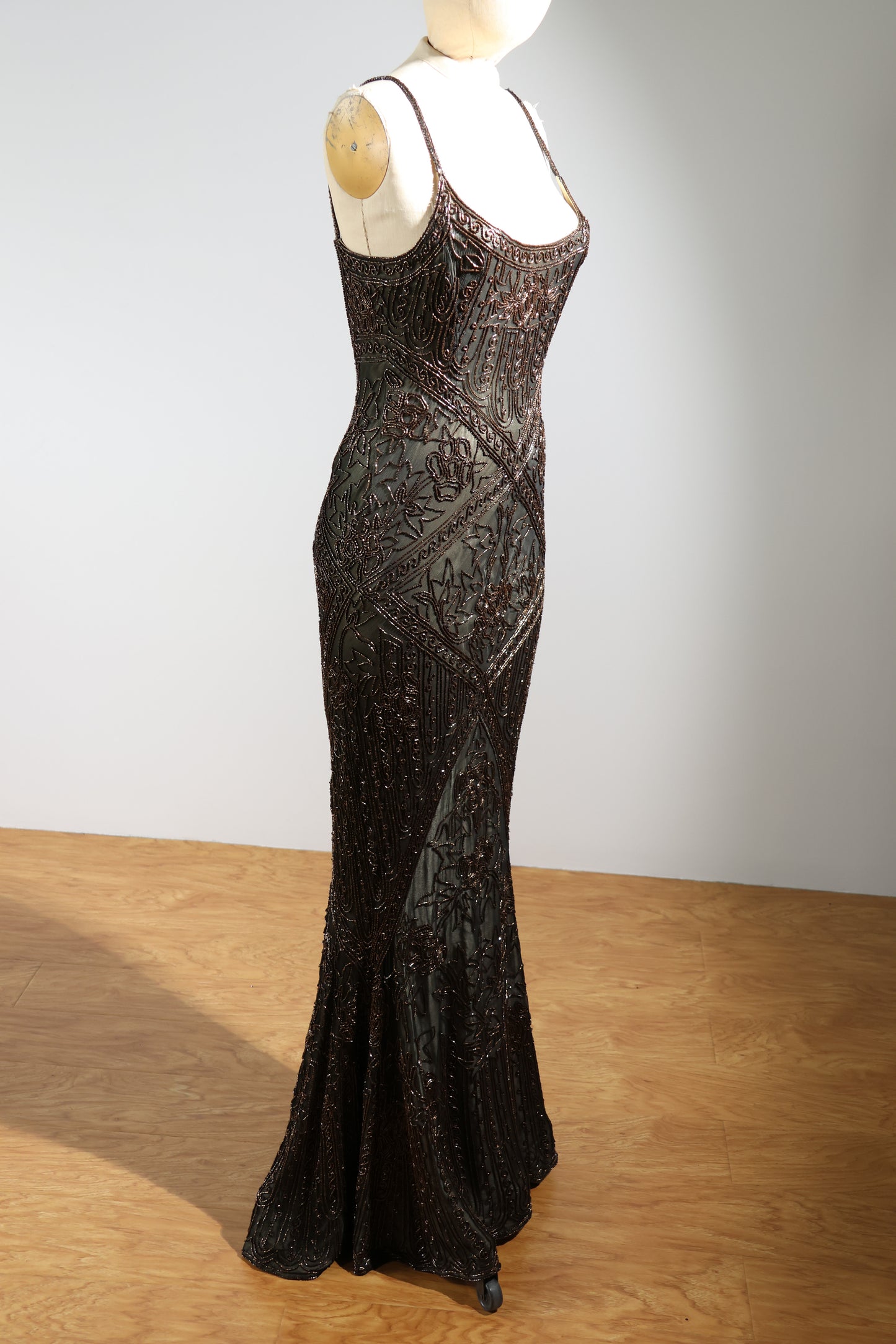 Eavis & Brown Trellis Long Dress 71 - Black / Bronze / Gold