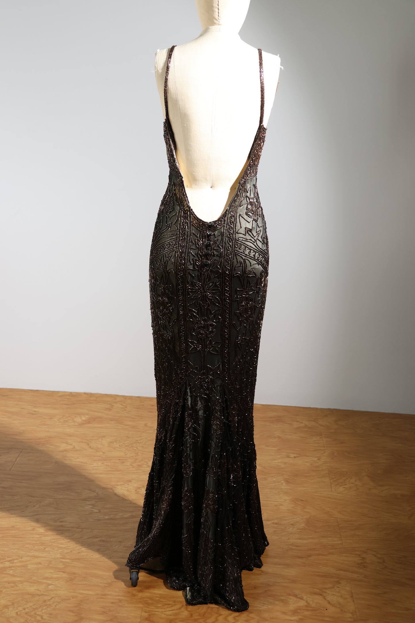 Eavis & Brown Trellis Long Dress 71 - Black / Bronze / Gold