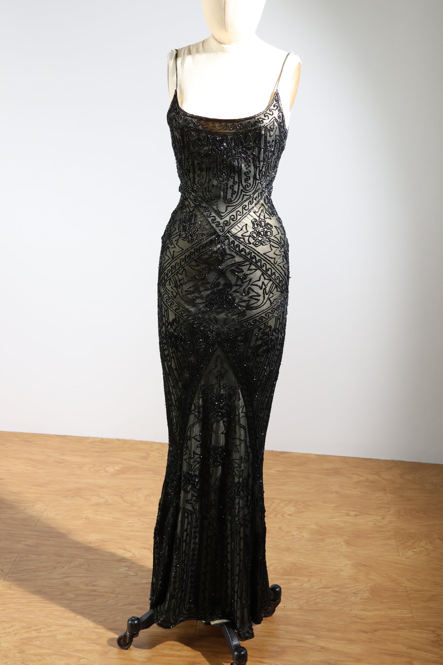 Eavis & Brown Trellis Long Dress 71 - Black / Light Gold