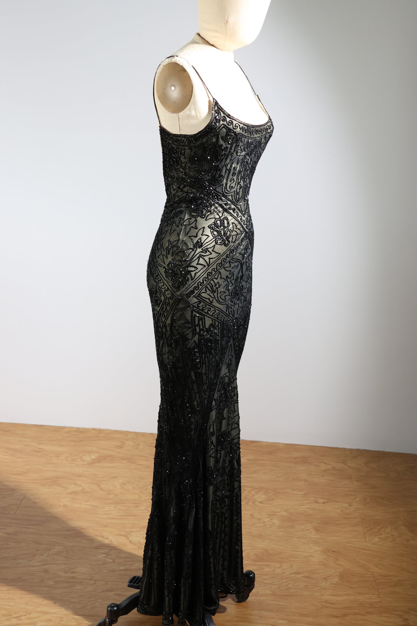 Eavis & Brown Trellis Long Dress 71 - Black / Light Gold