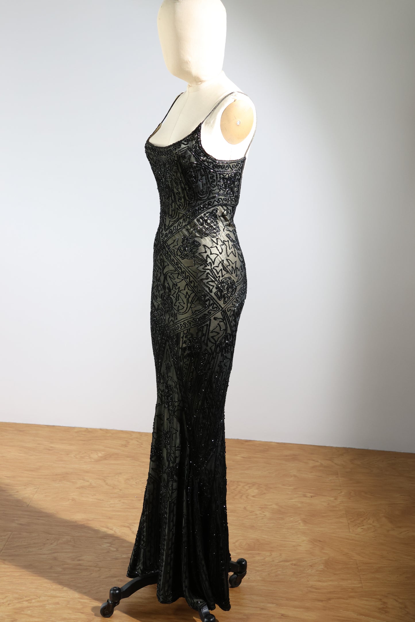 Eavis & Brown Trellis Long Dress 71 - Black / Light Gold