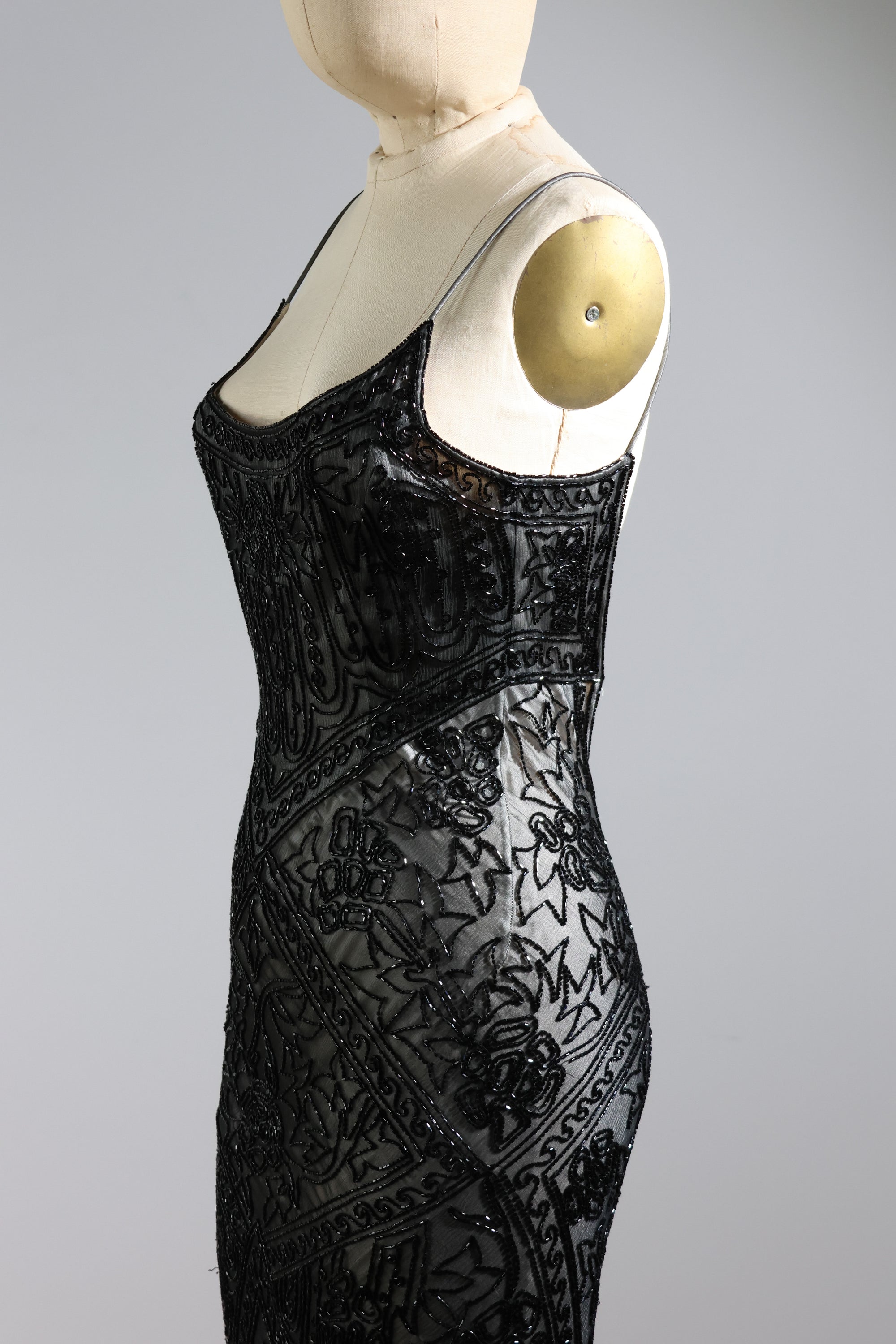 LES HABITUDES Trellis Long Dress 71 — Black / Ivory
