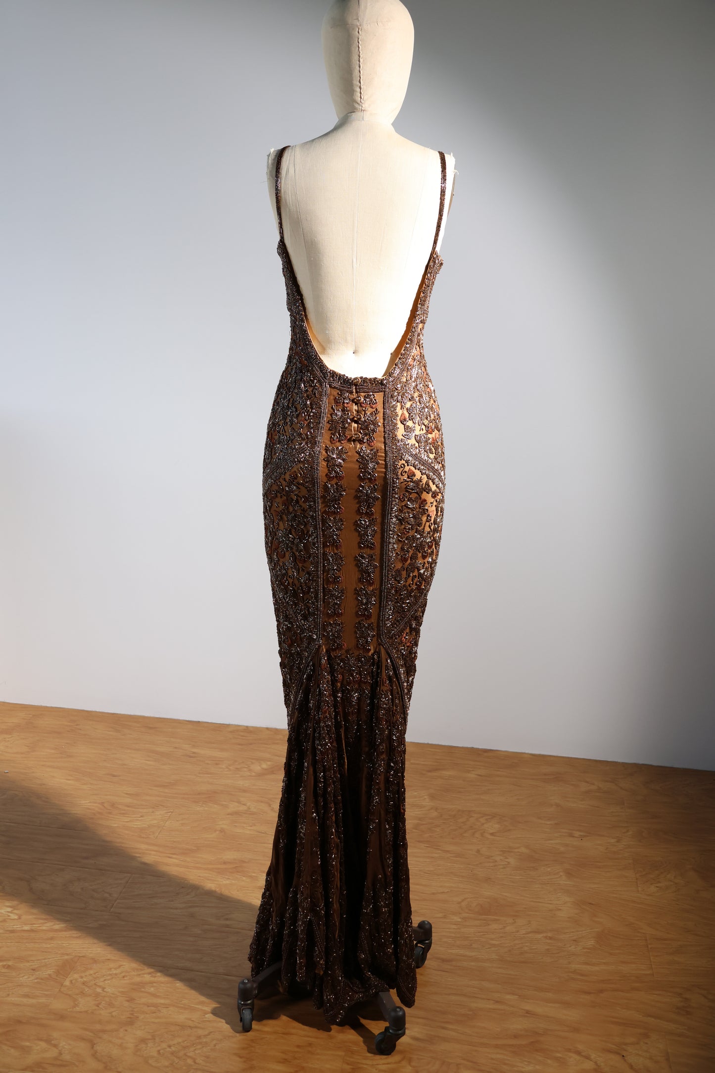 Les Habitudes Striped Beaded Dress 135 - Gold / Bronze