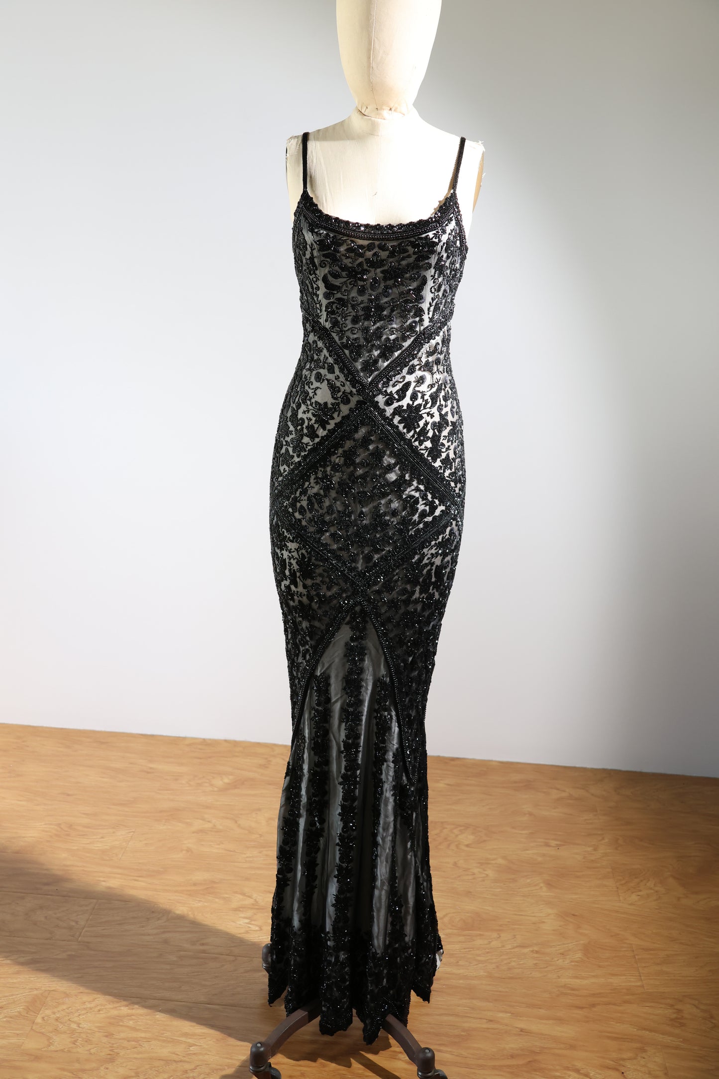 Les Habitudes Striped Beaded Dress 135 - Black / Ivory