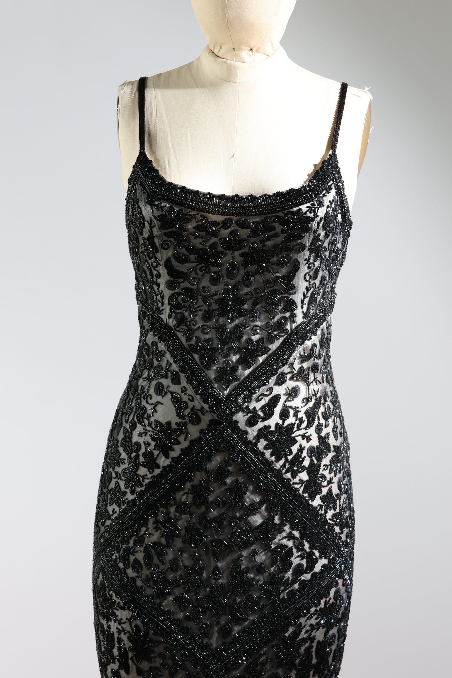 Les Habitudes Striped Beaded Dress 135 - Black / Ivory