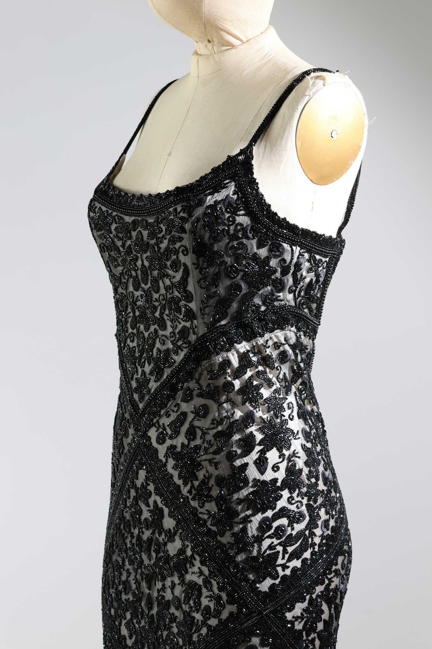 Les Habitudes Striped Beaded Dress 135 - Black / Ivory