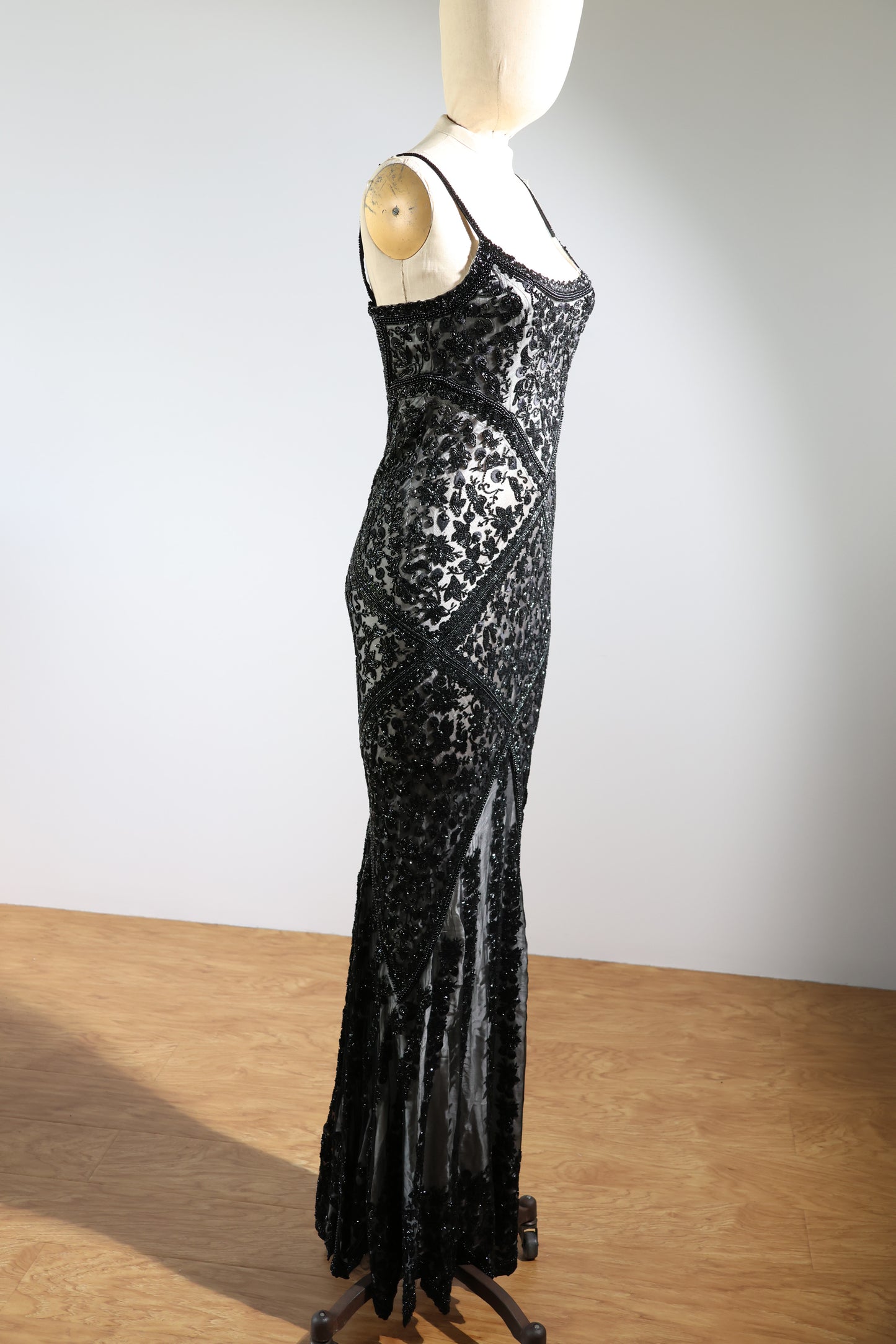 Les Habitudes Striped Beaded Dress 135 - Black / Ivory