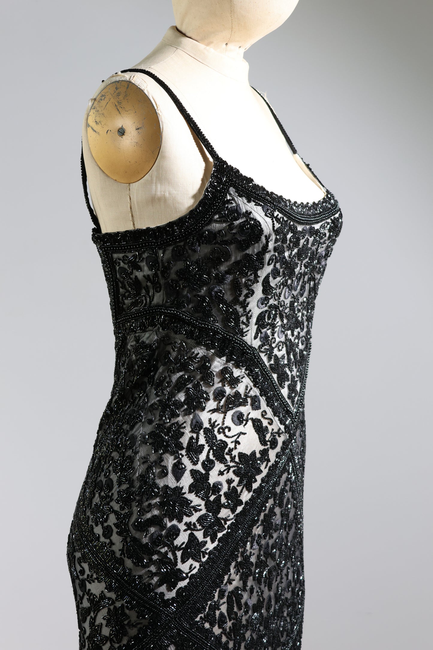 Les Habitudes Striped Beaded Dress 135 - Black / Ivory