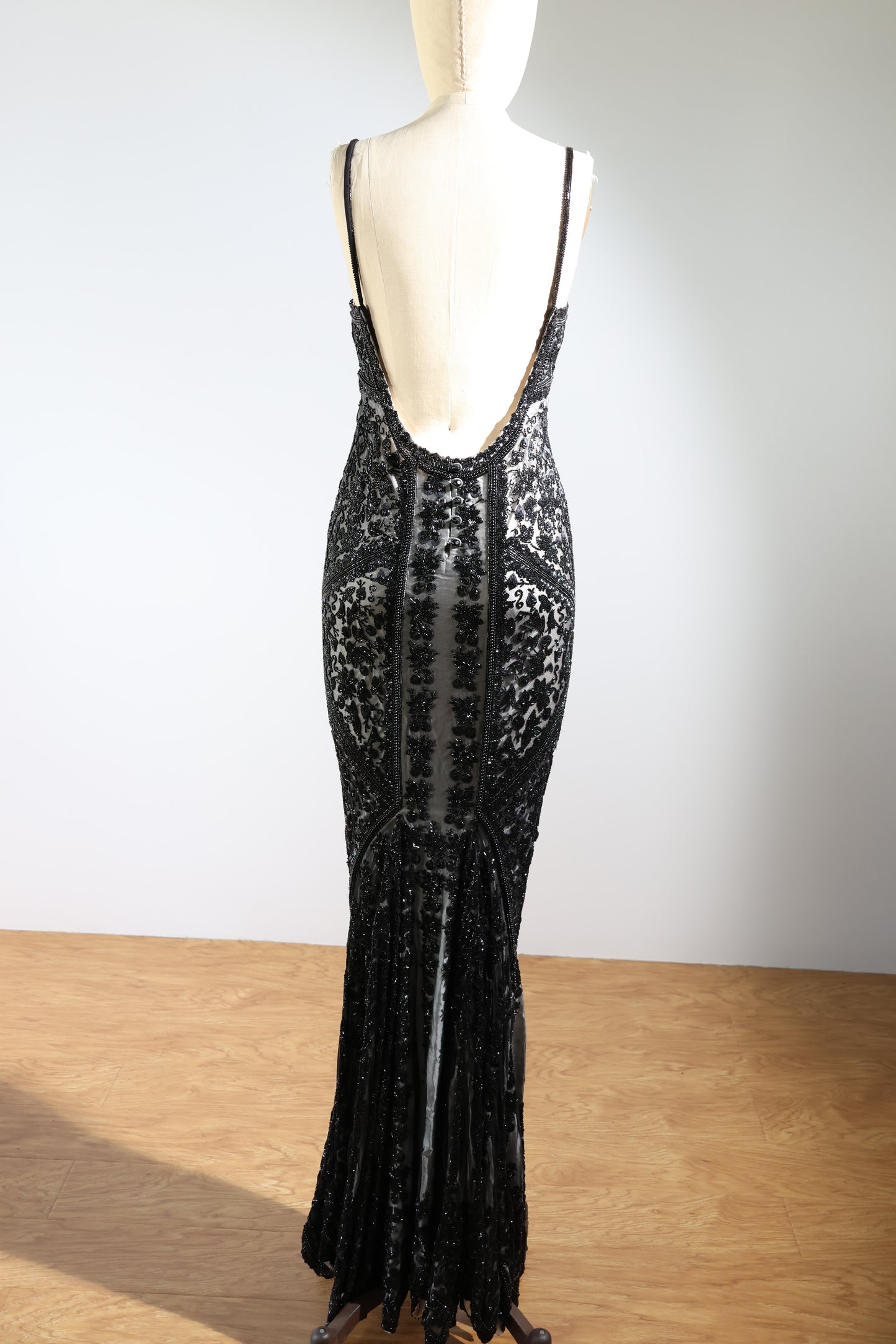 Les Habitudes Striped Beaded Dress 135 - Black / Ivory