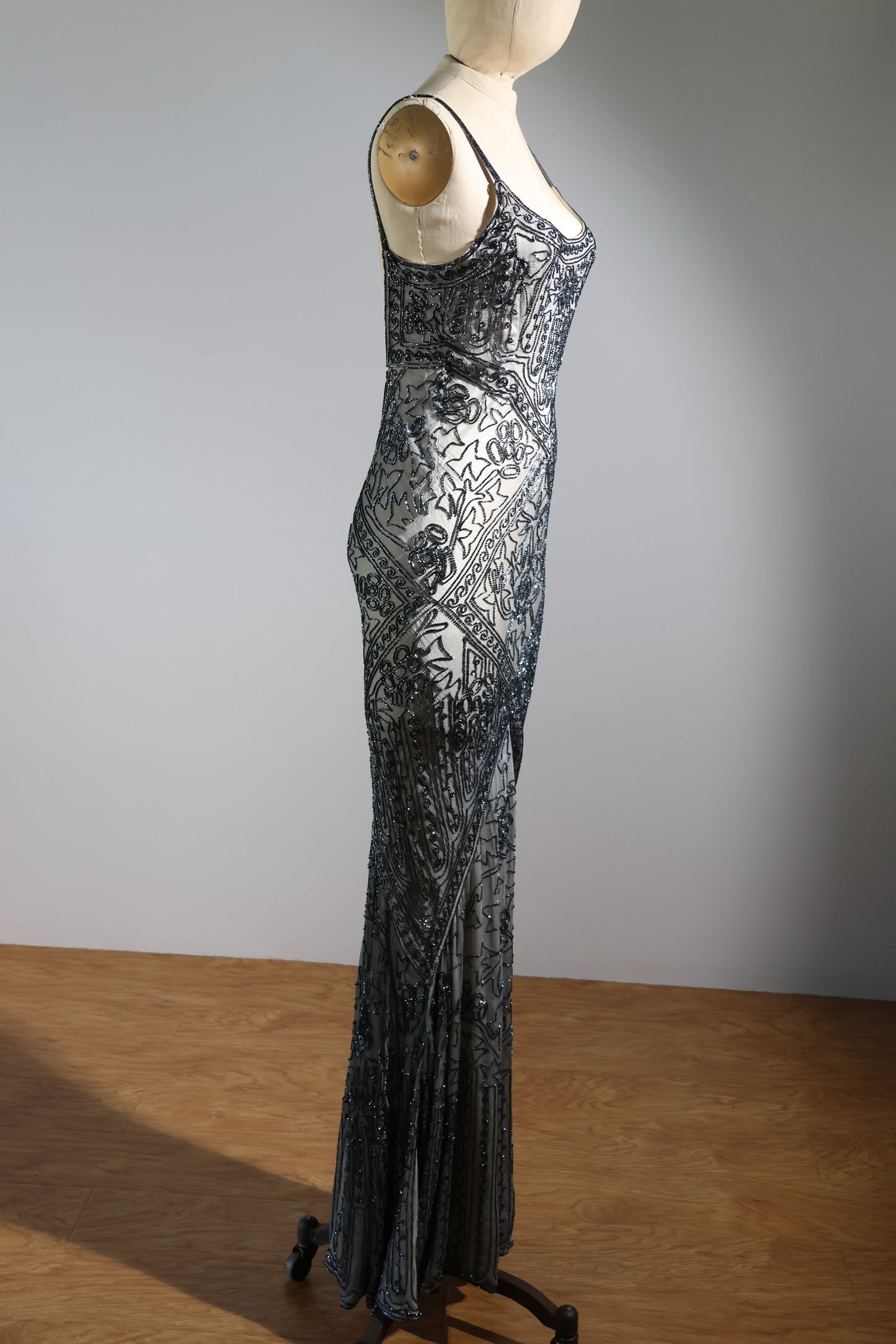 Les Habitudes Trellis Gown 171 - Blue Grey / Pale Pink