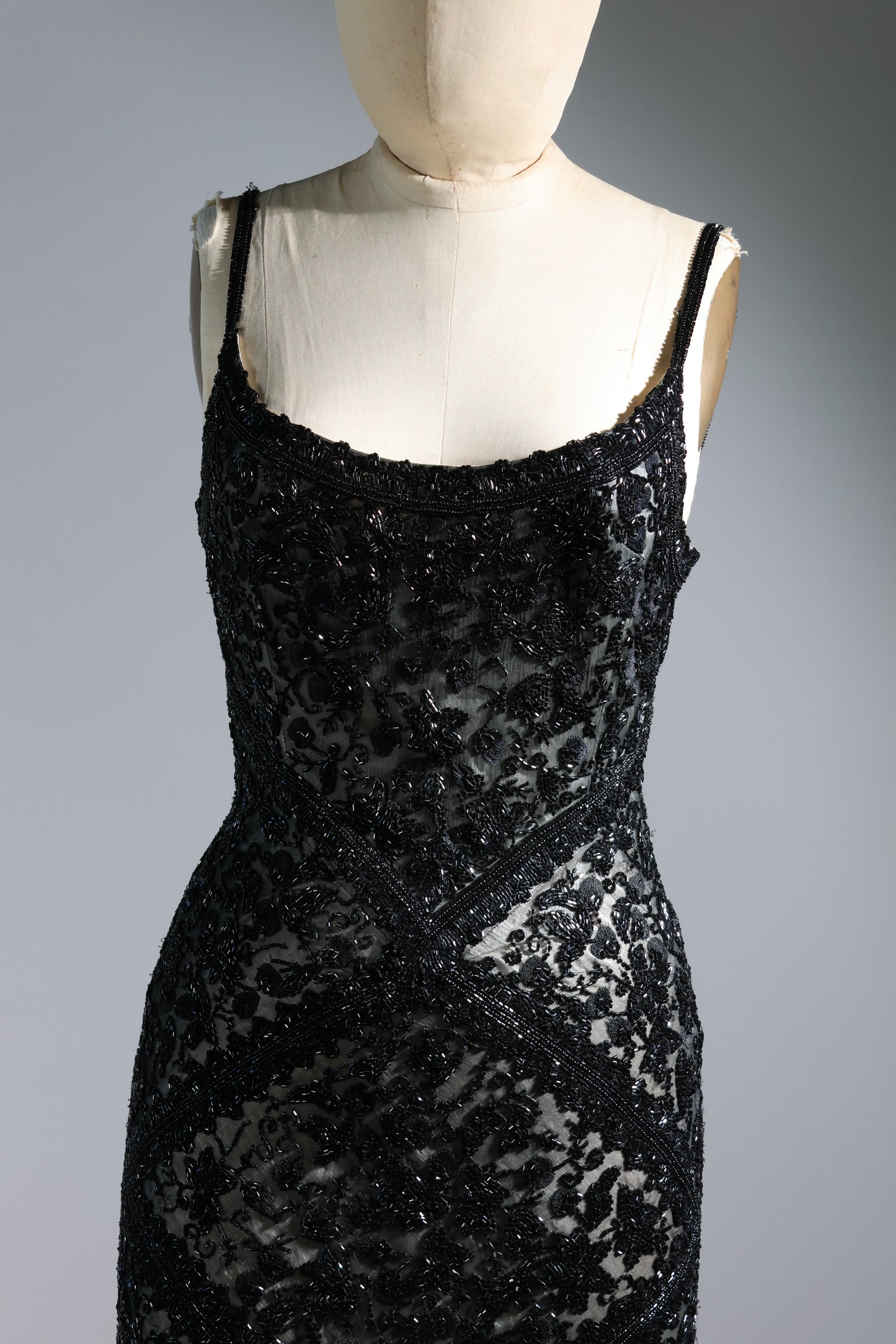 Eavis & Brown Striped Beaded Long Dress 99 - Black / Ivory