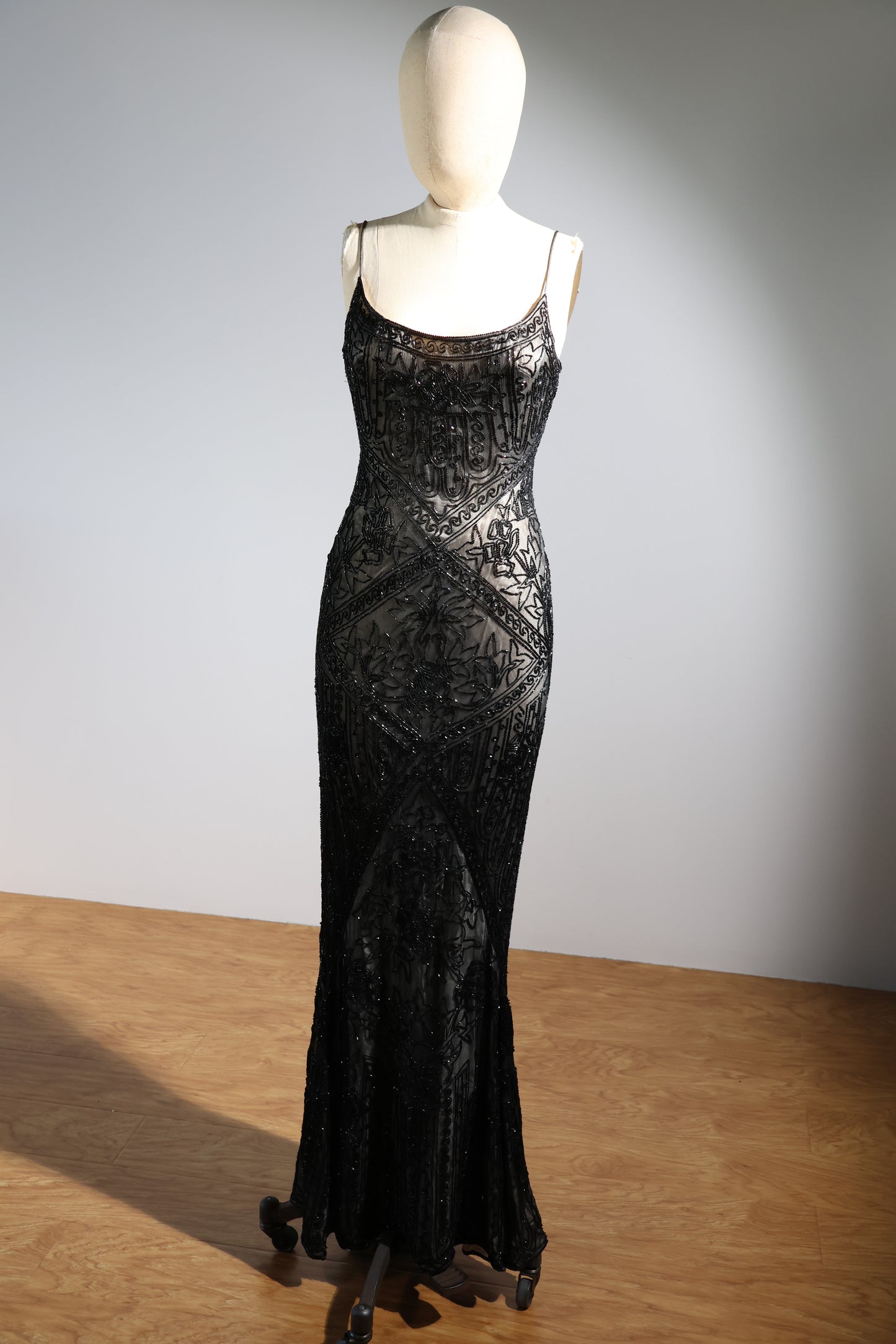 Eavis & Brown Trellis Long Dress 71 - Black / Pale Pink