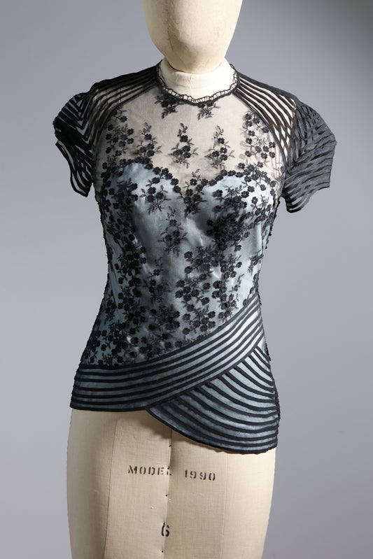 Foddis Zsa Top - Tulle / Ribbons - Black / Blue