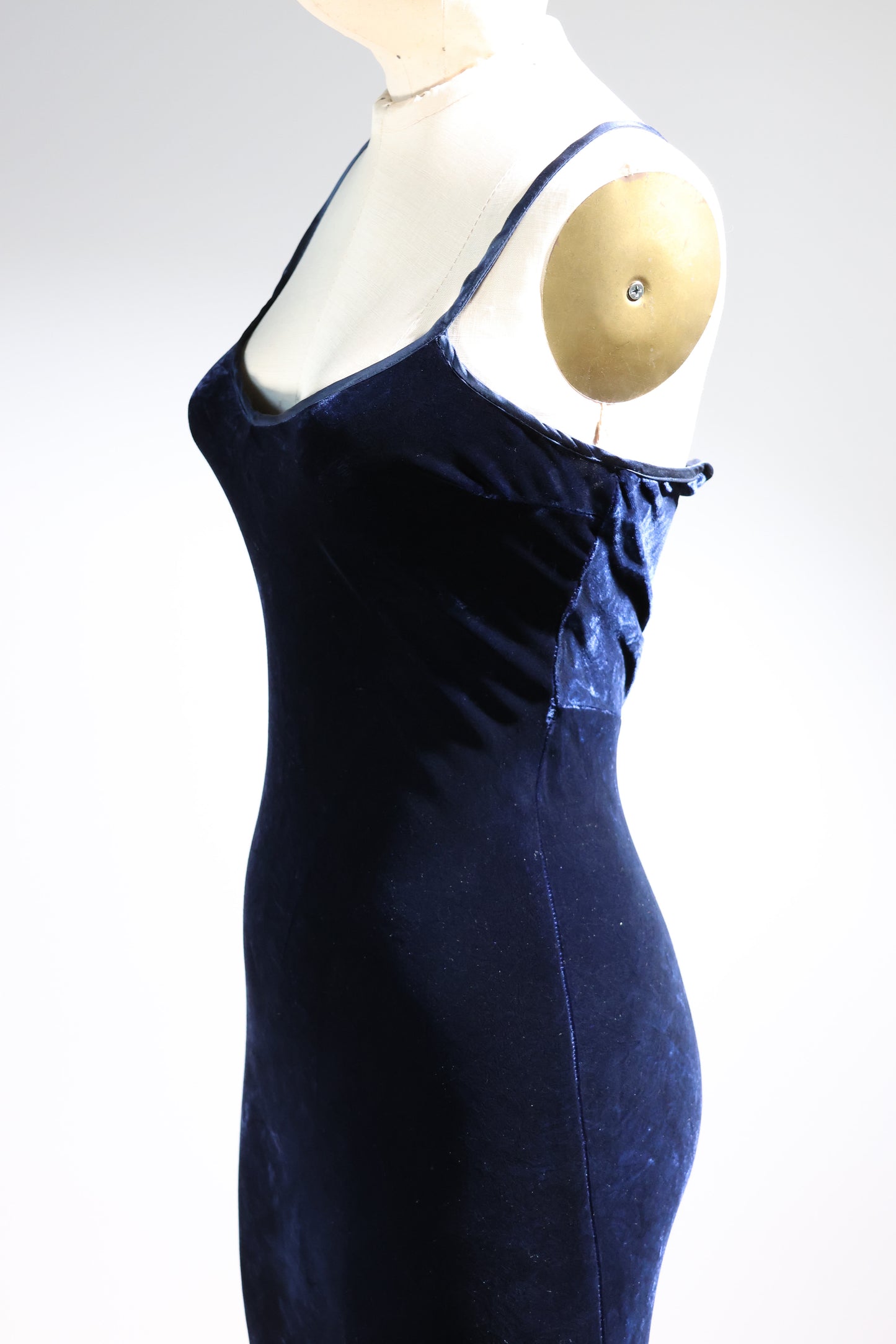 Les Habitudes Velvet Train Dress Long - Navy Blue