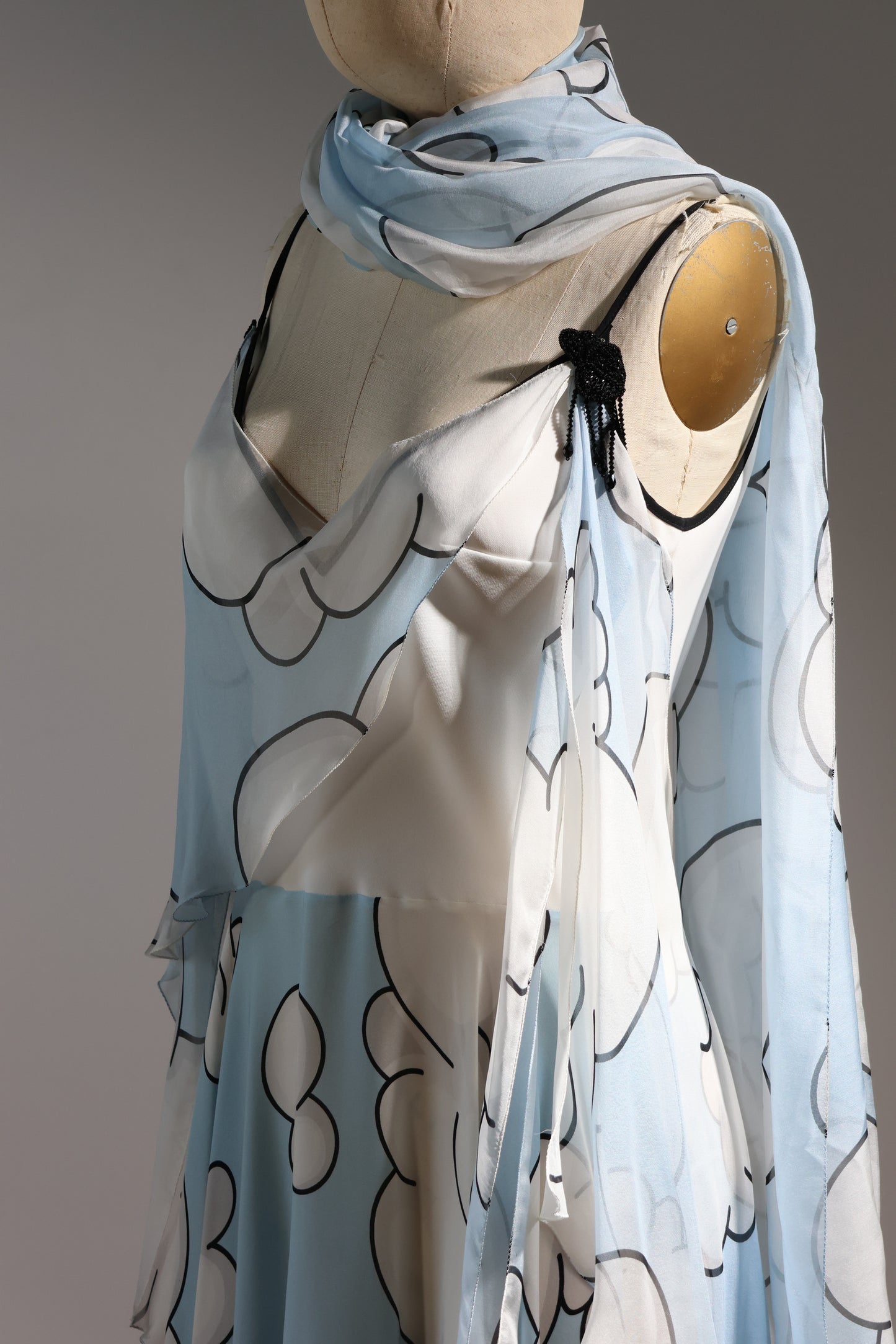 Foddis Short Gown With Shawl - Cloud Print