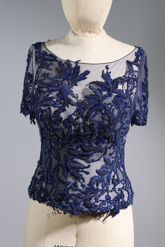 Gatti Nolli Beaded Top - Navy