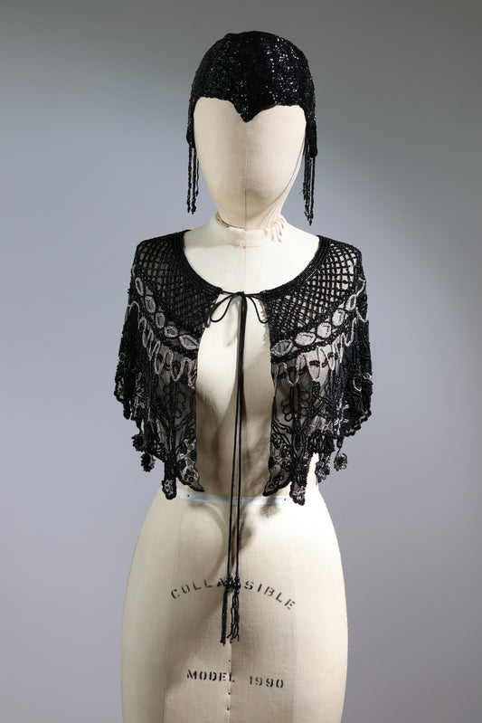 Les Habitudes Beaded Capelet - Black