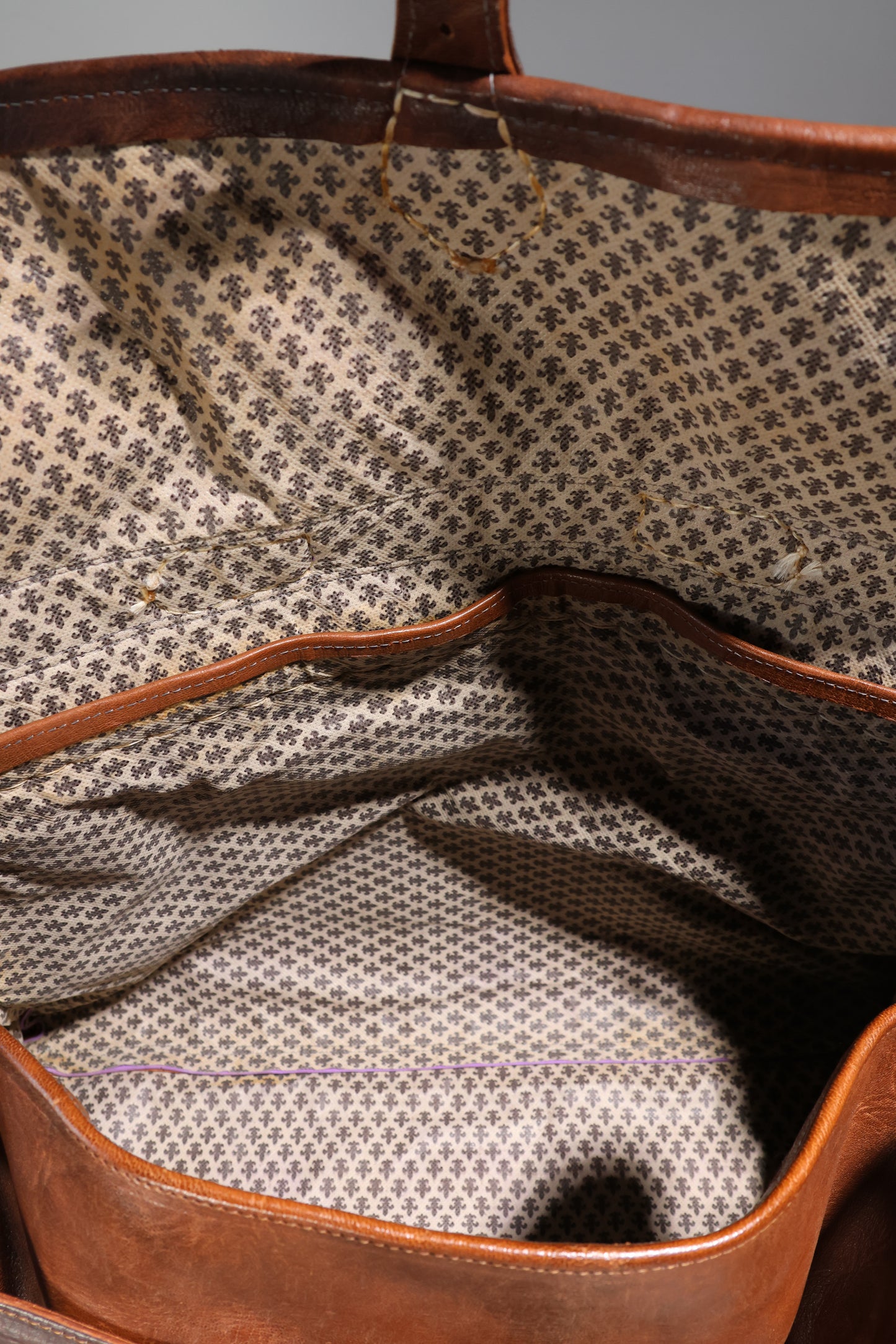 Large Hand Sewn Camel Leather Travel Bag