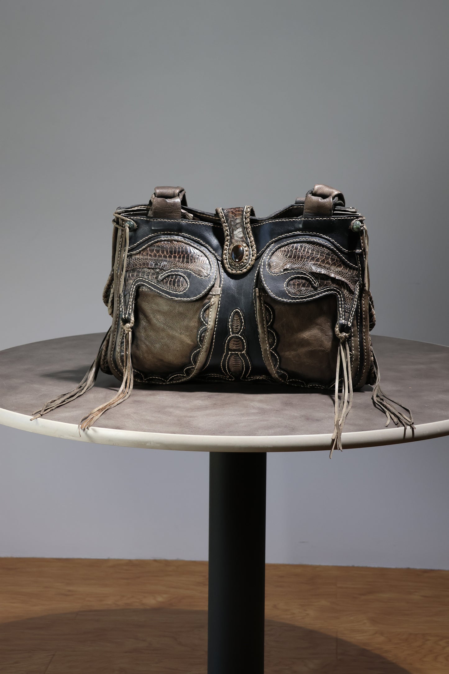 Share Spirit Hand Tooled Leather Bag - Distressed Black