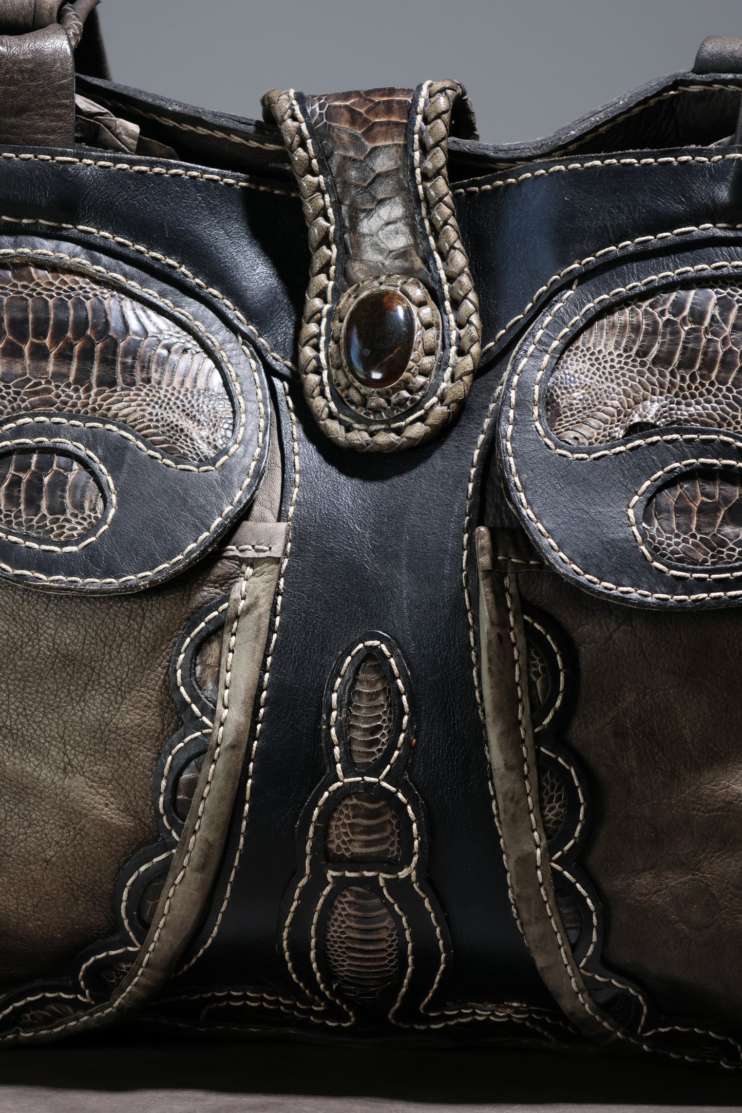 Share Spirit Hand Tooled Leather Bag - Distressed Black