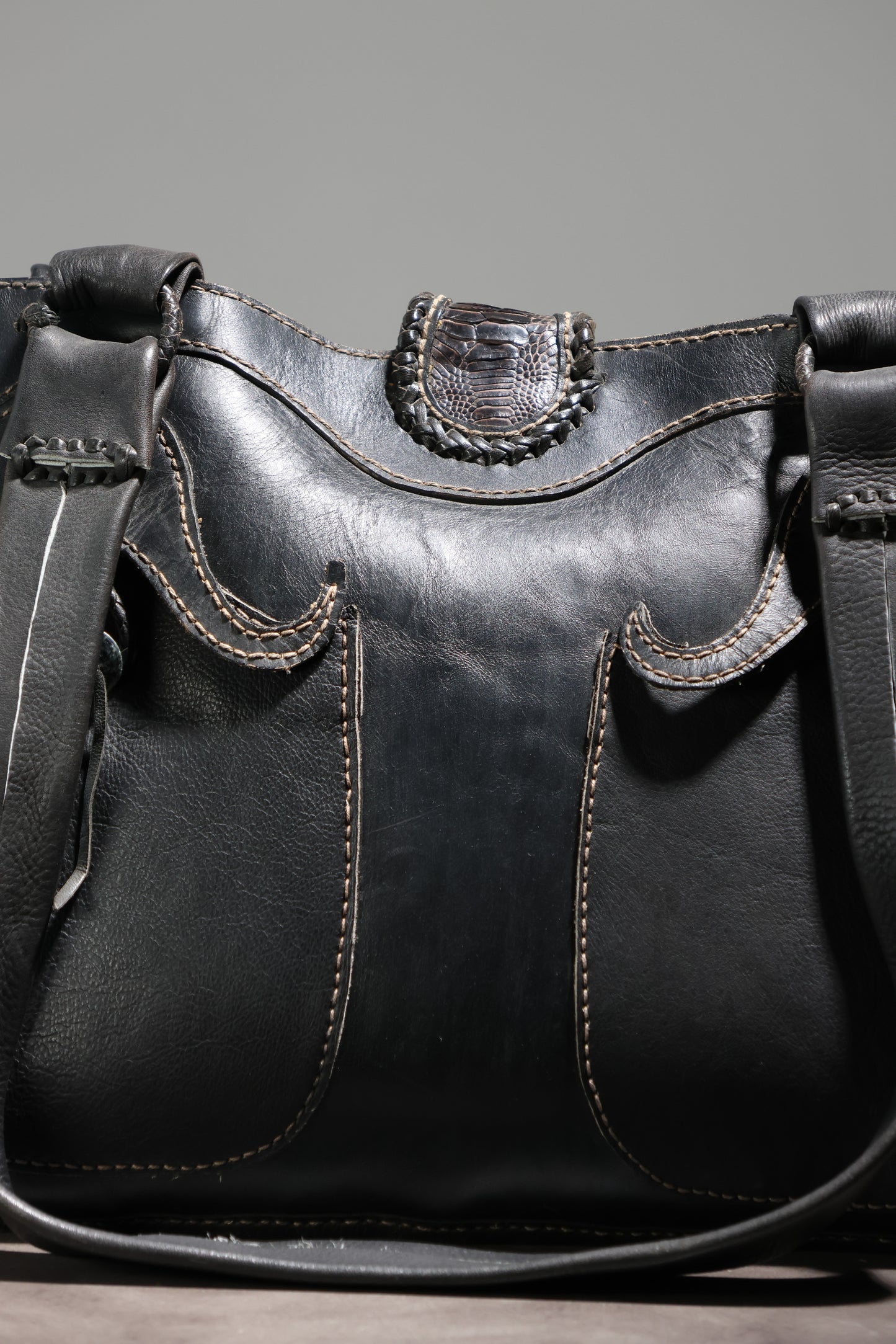 Share Spirit Hand Tooled Leather Bag - Distressed Black