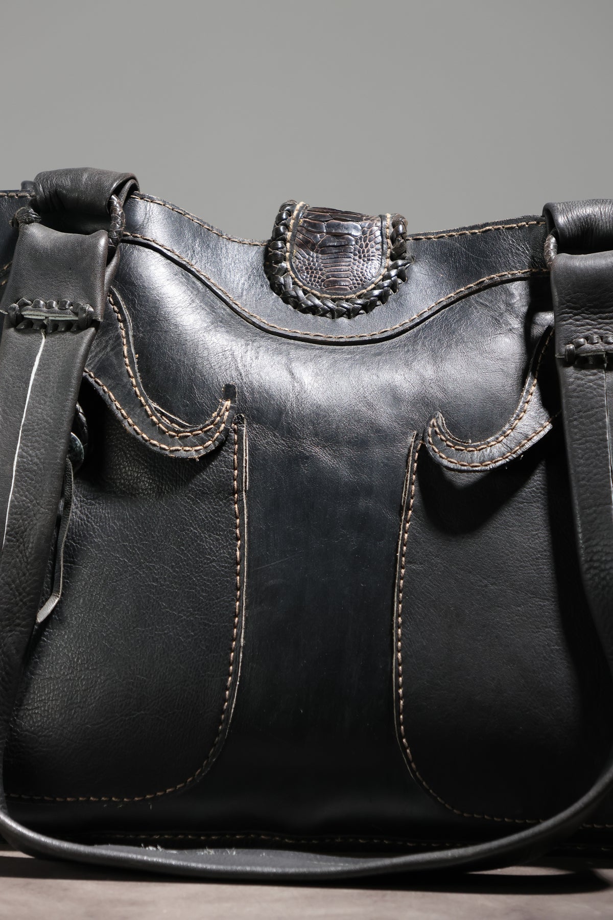 Share Spirit Hand-Tooled Leather Bag — Distressed Black