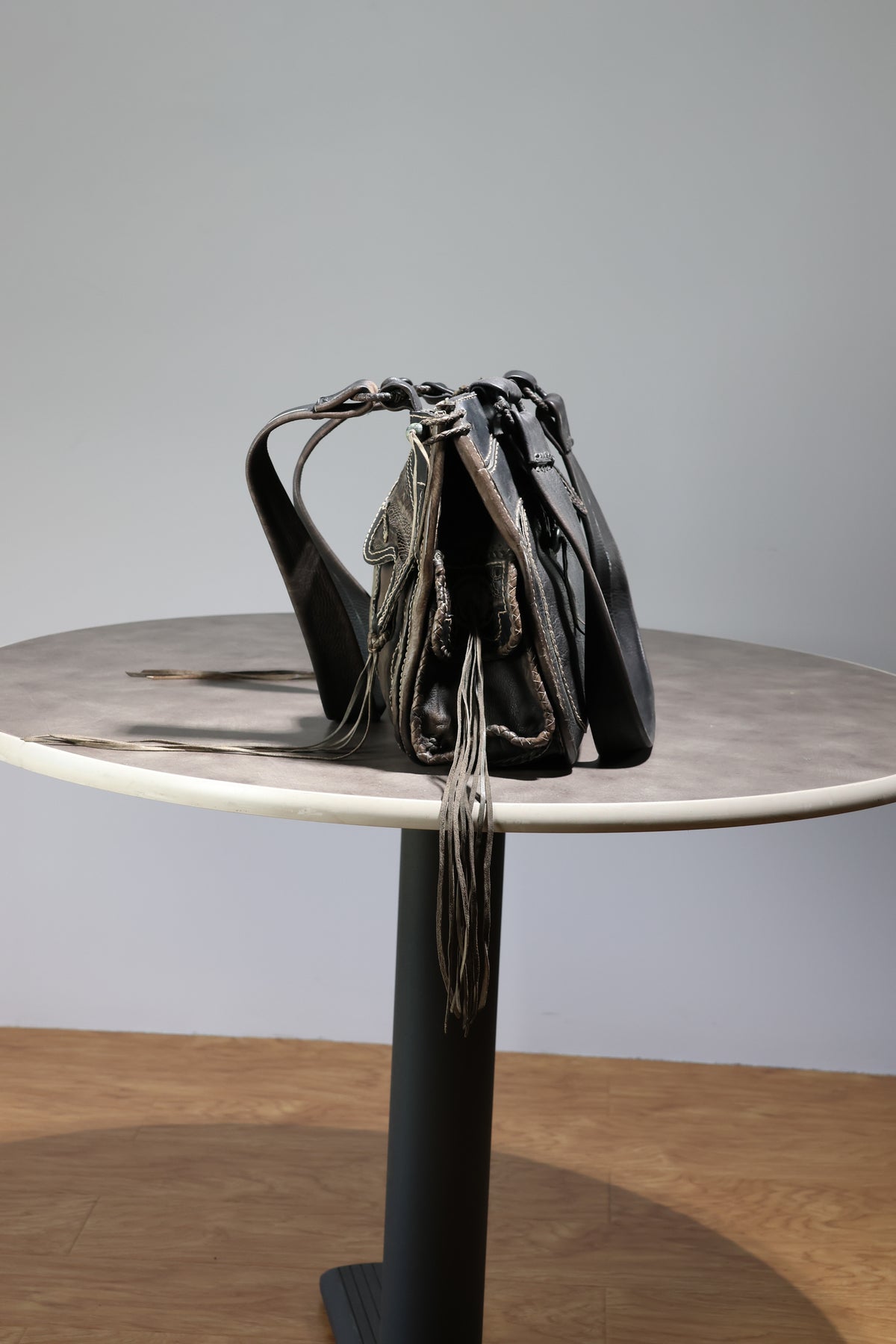 Share Spirit Hand-Tooled Leather Bag — Distressed Black