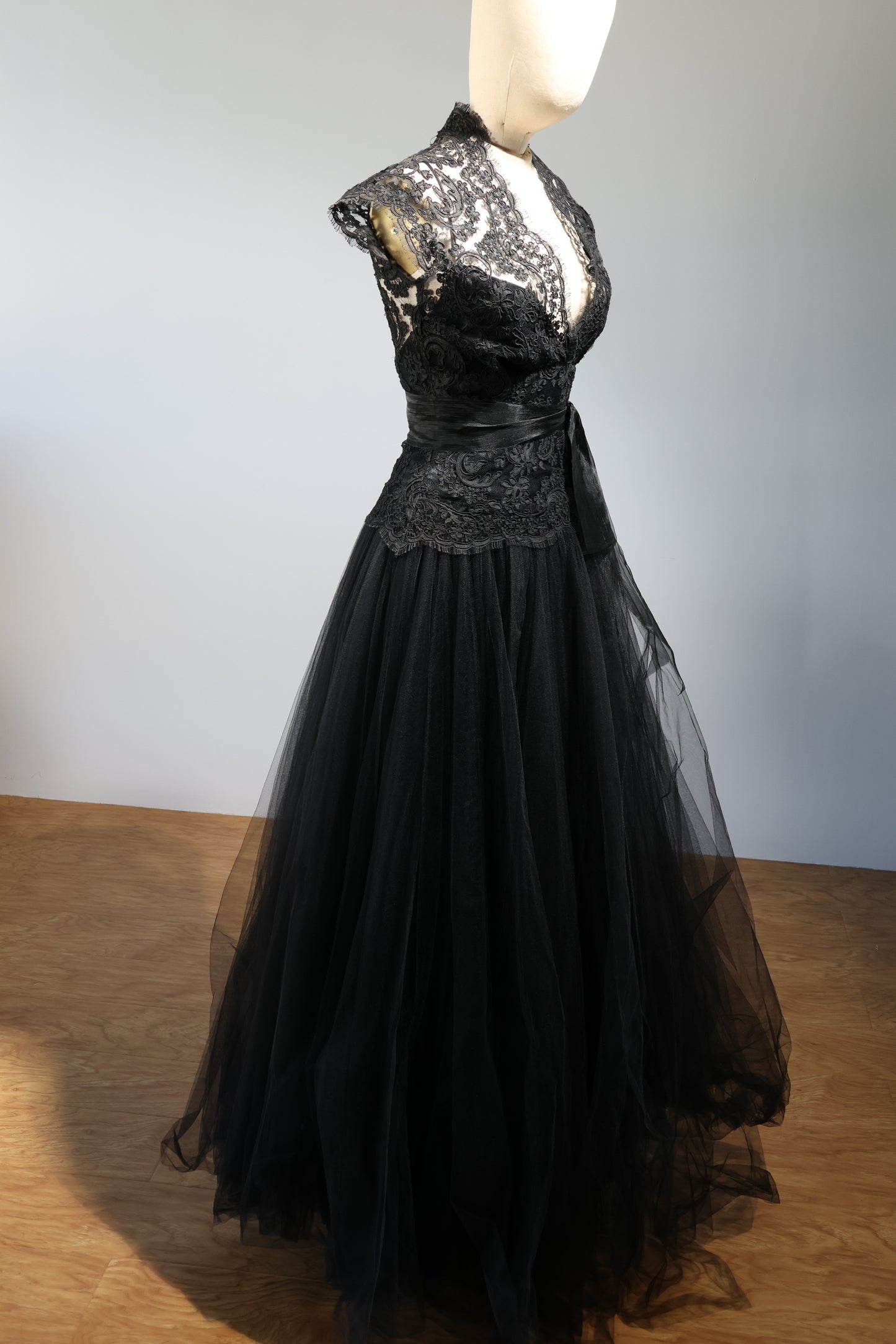 Eavis & Brown Grace Dress Long Silk Tulle - DR217 Black